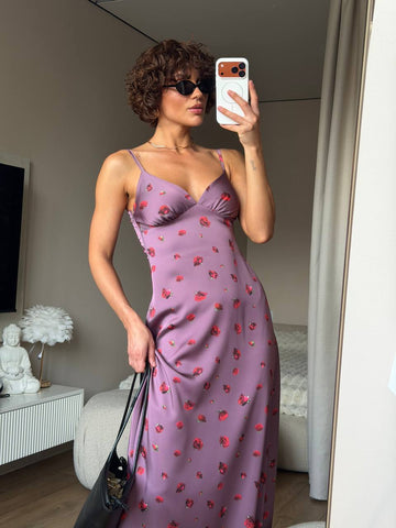 Women's Elegant Premium Double-Sided Satin Printed Dress