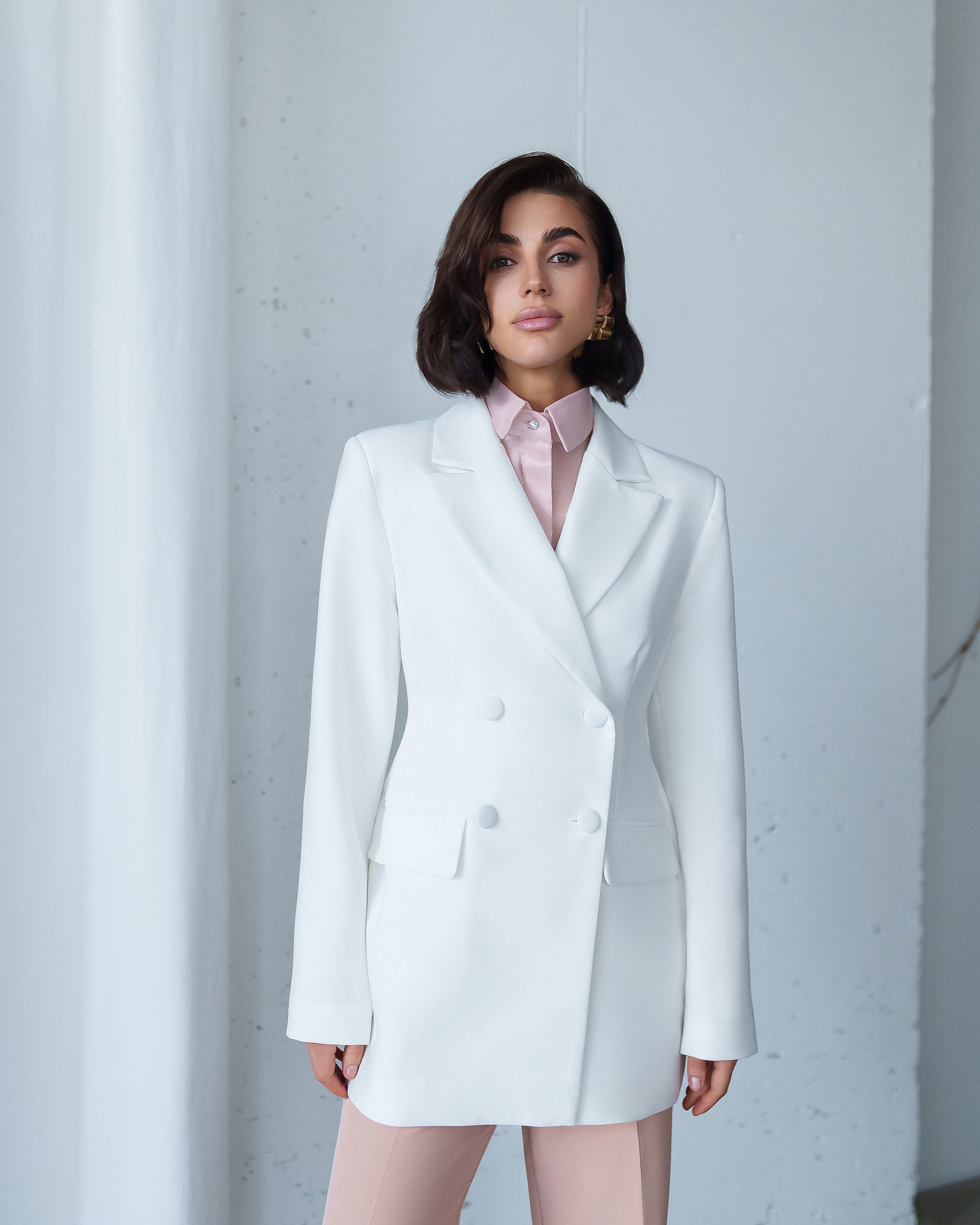 Women's Tailored Viscose Blazer Dress, Lined – Black/Ivory