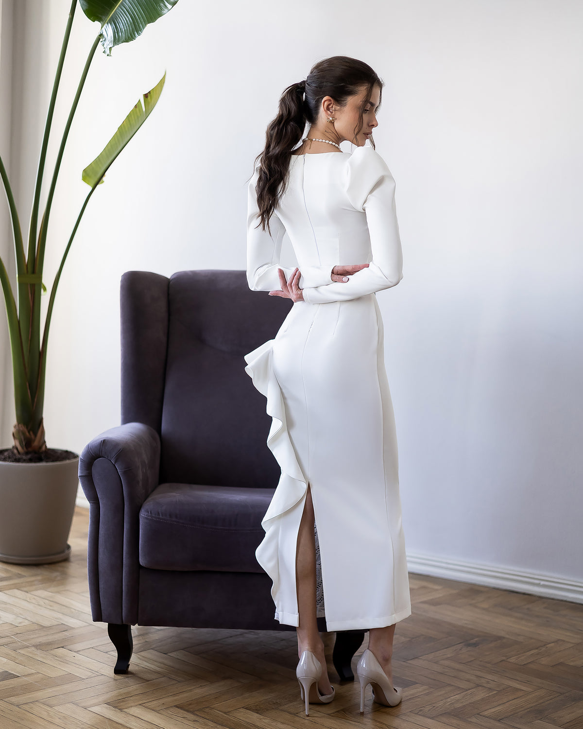 Guipure Lace & Crepe Midi Dress | Black, Ivory, Blue, Burgundy