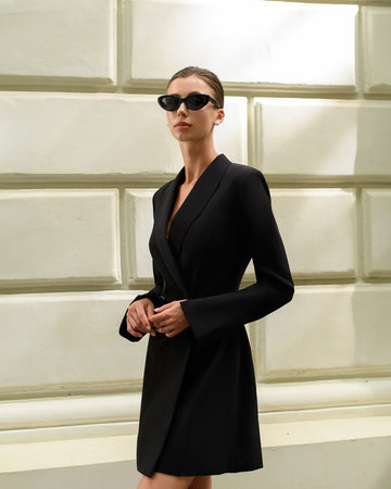 Premium Crepe Blazer Dress, Fully Lined with Long Sleeves