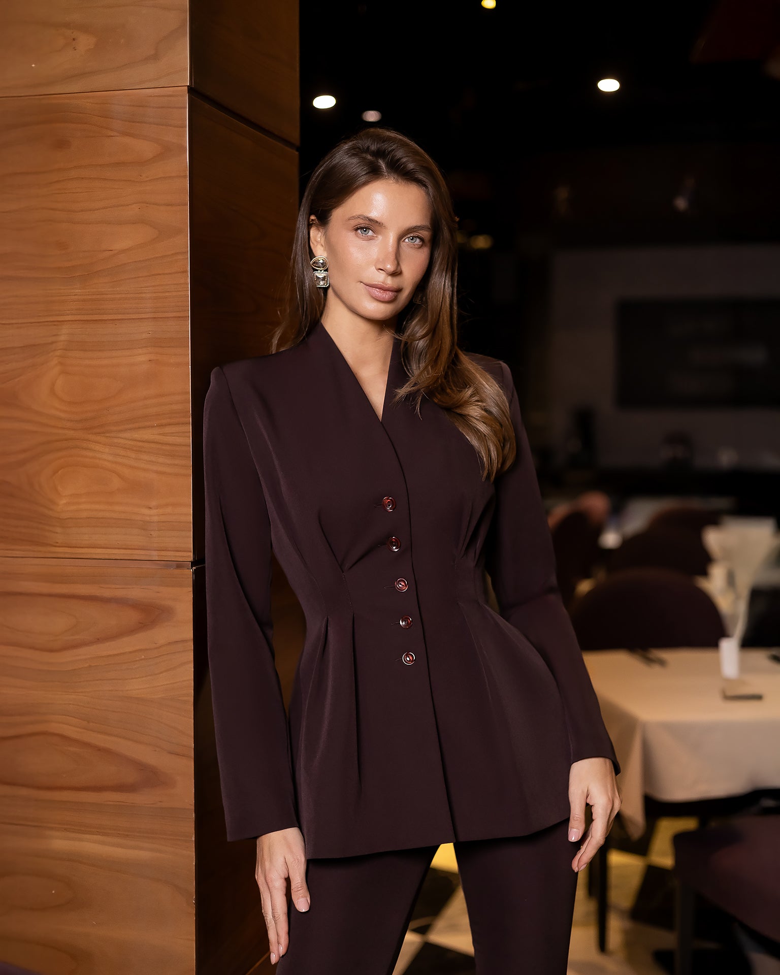 Women's Tailored Crepe Pantsuit — Blazer and Trousers Set