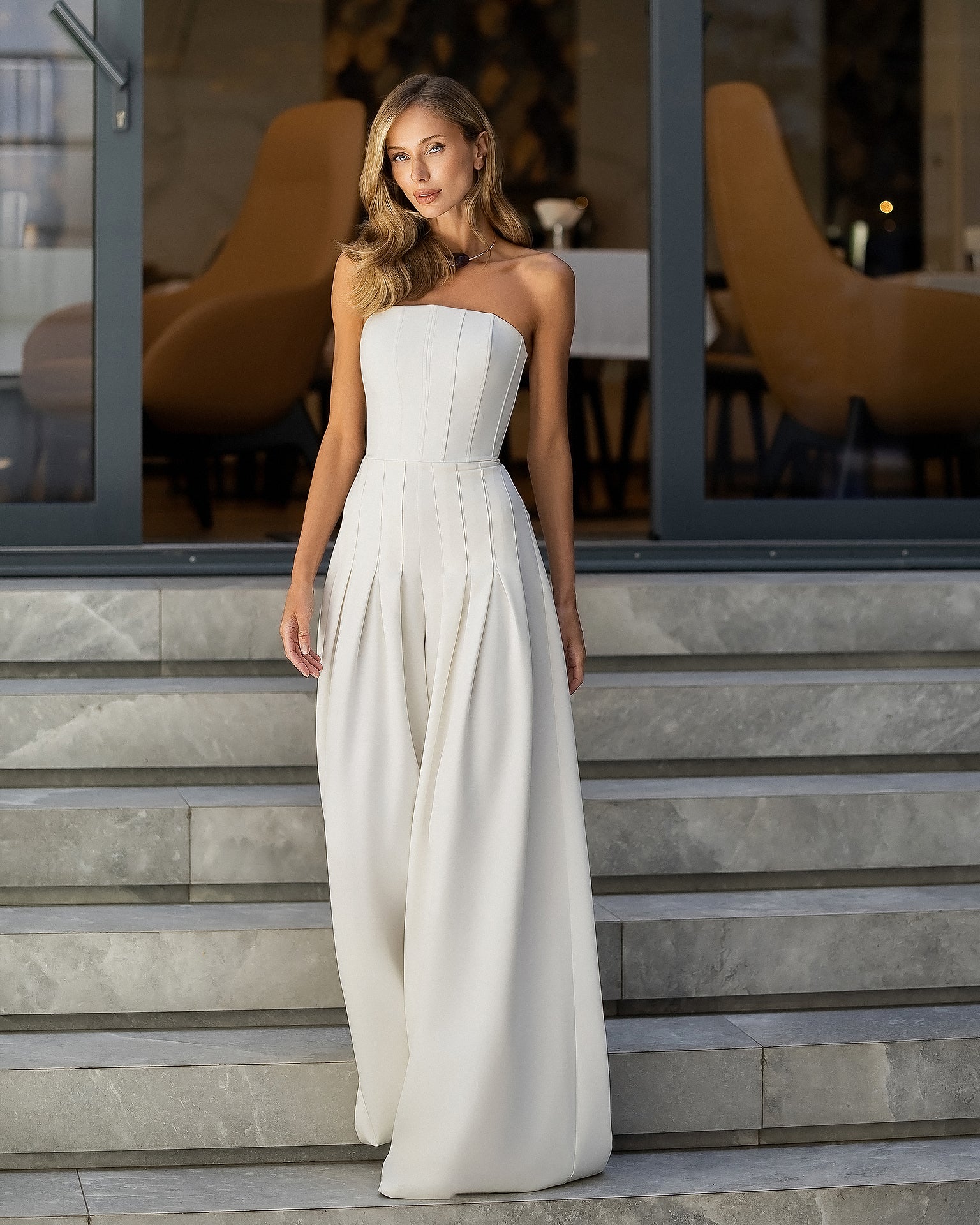 Women's Tailored Crepe Wide-Leg Jumpsuit in 5 Colors (XS–L)
