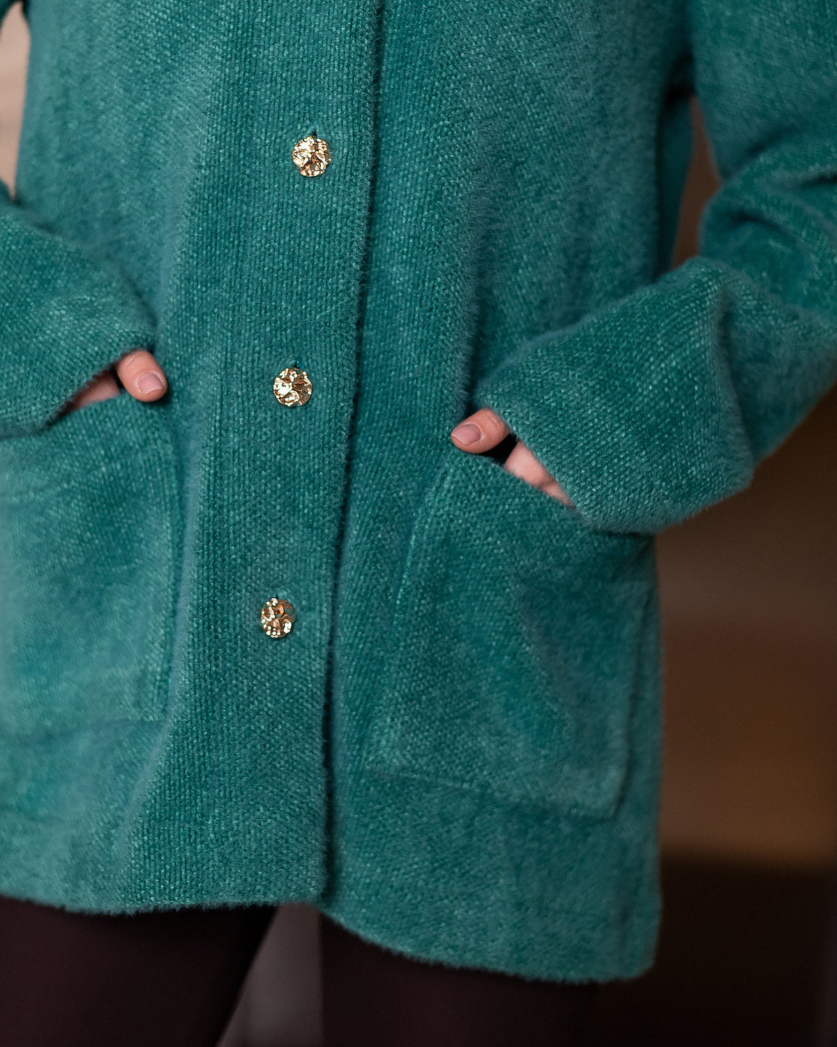 Women's Soft Fluffy Knit Cardigan in Black, Cream, Green