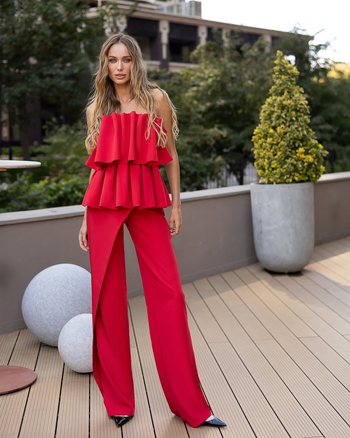 Tailored Suiting Crepe Trousers — Black, Ivory, Blue, Green, Red