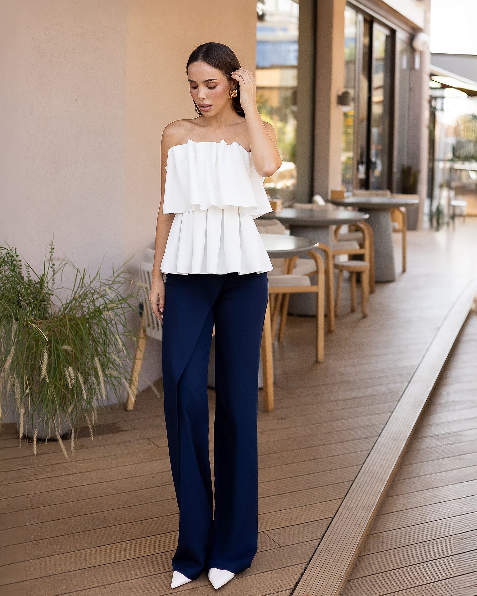 Tailored Suiting Crepe Trousers — Black, Ivory, Blue, Green, Red