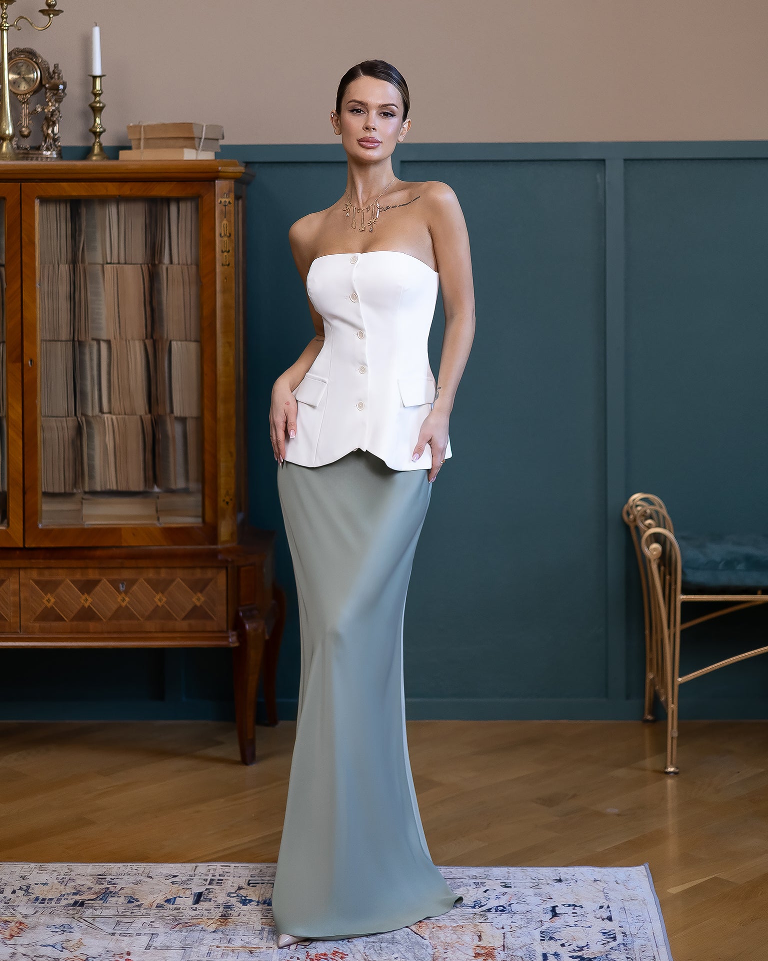 Premium Satin Suiting Maxi Skirt – Black, Cream, Mocha, Olive