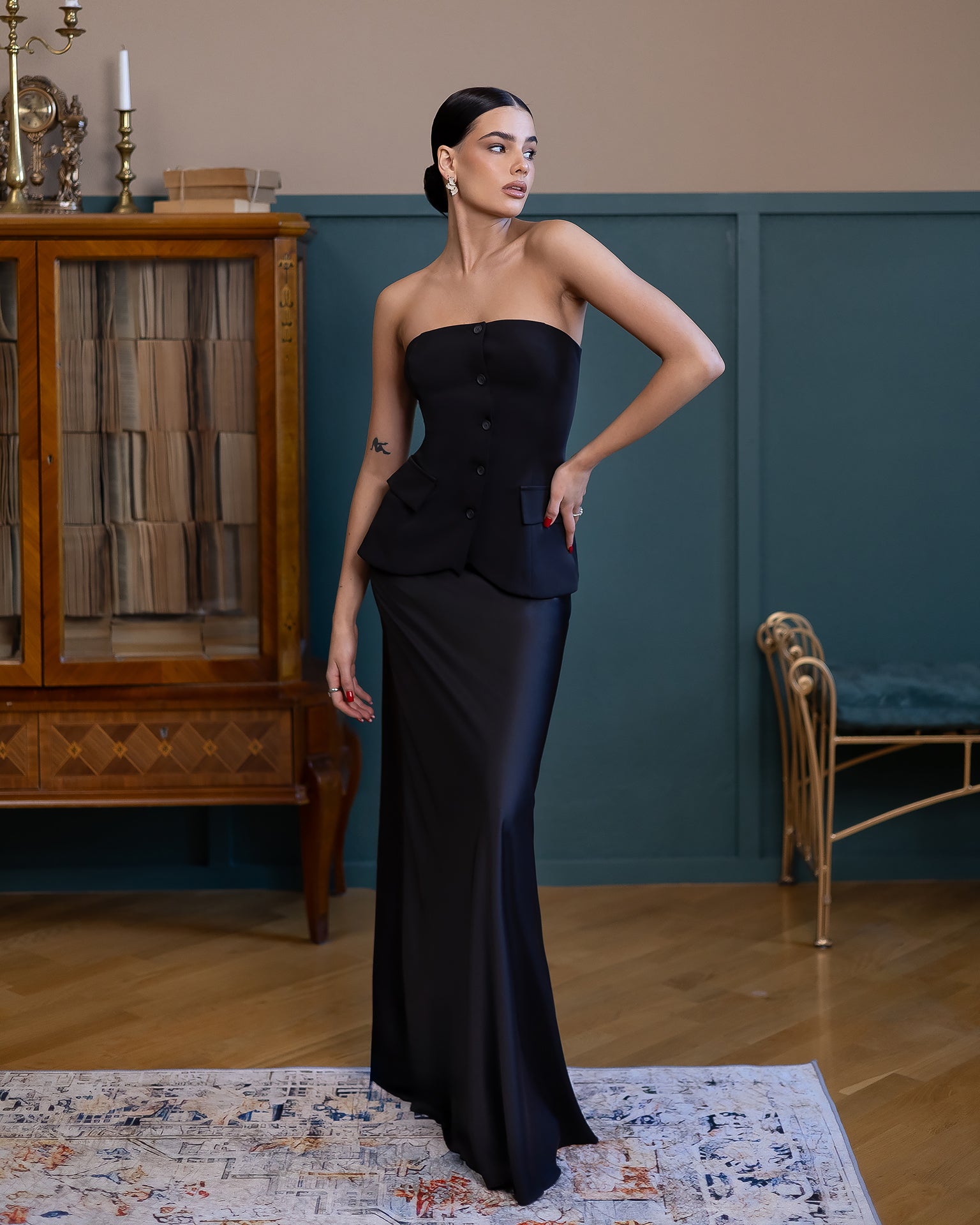 Premium Satin Suiting Maxi Skirt – Black, Cream, Mocha, Olive