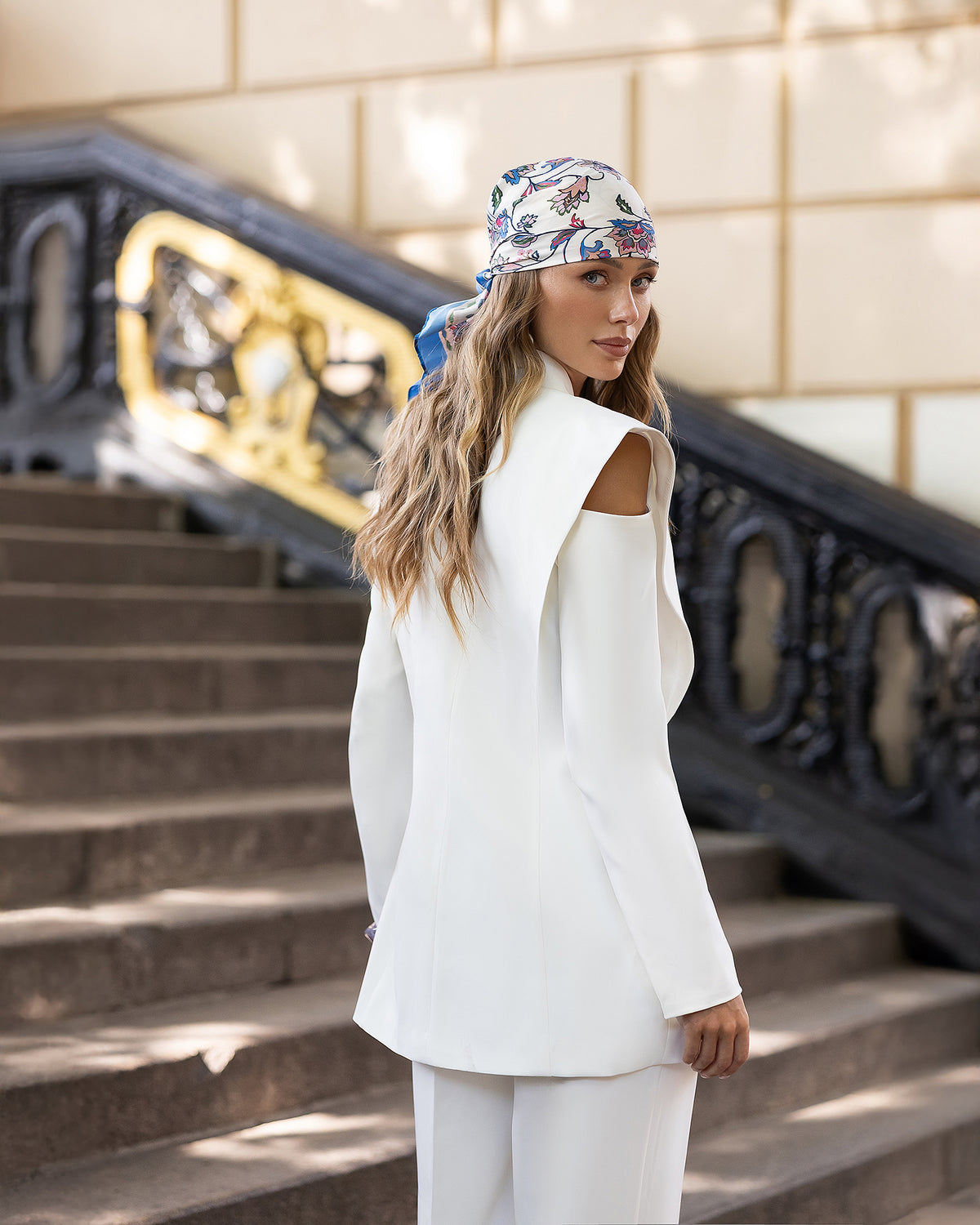 Women's Tailored Blazer in Cream, Black & Chocolate Crepe