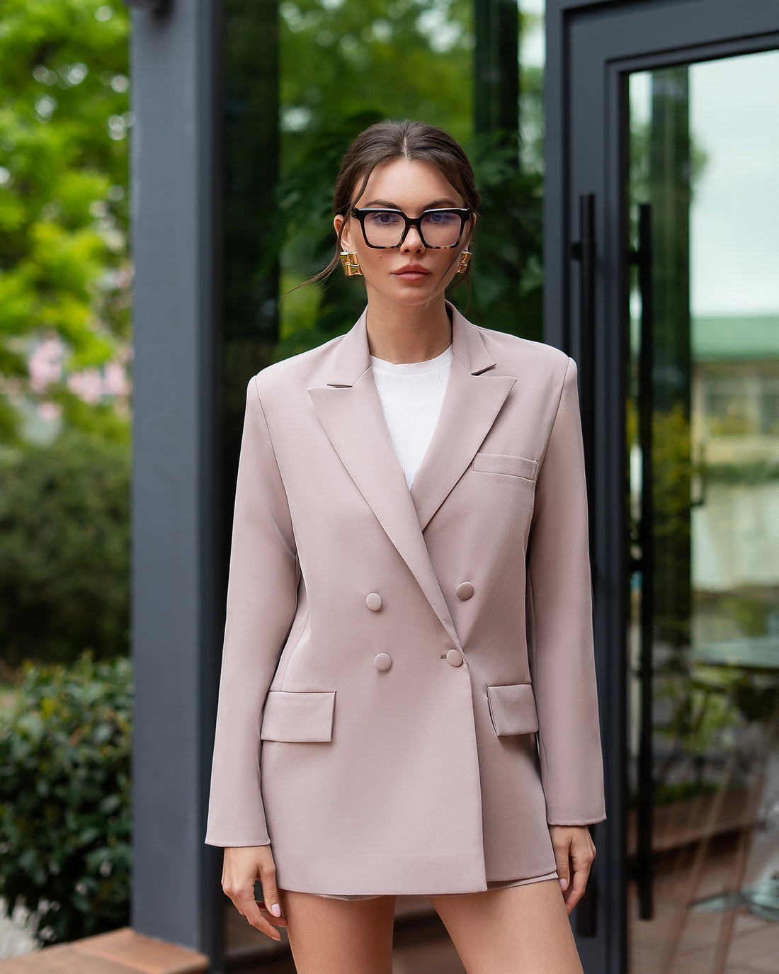 Women’s Crepe Blazer & Tailored Shorts Suit, Fully Lined