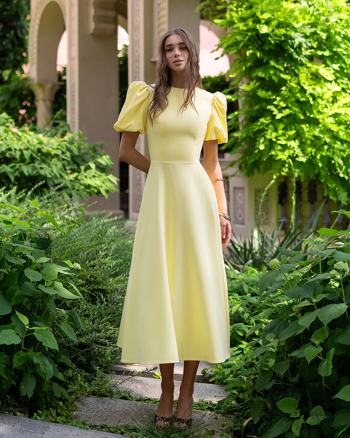 Midi Dress in Premium Diagonal Crepe, XS-XXL, 125 cm Length