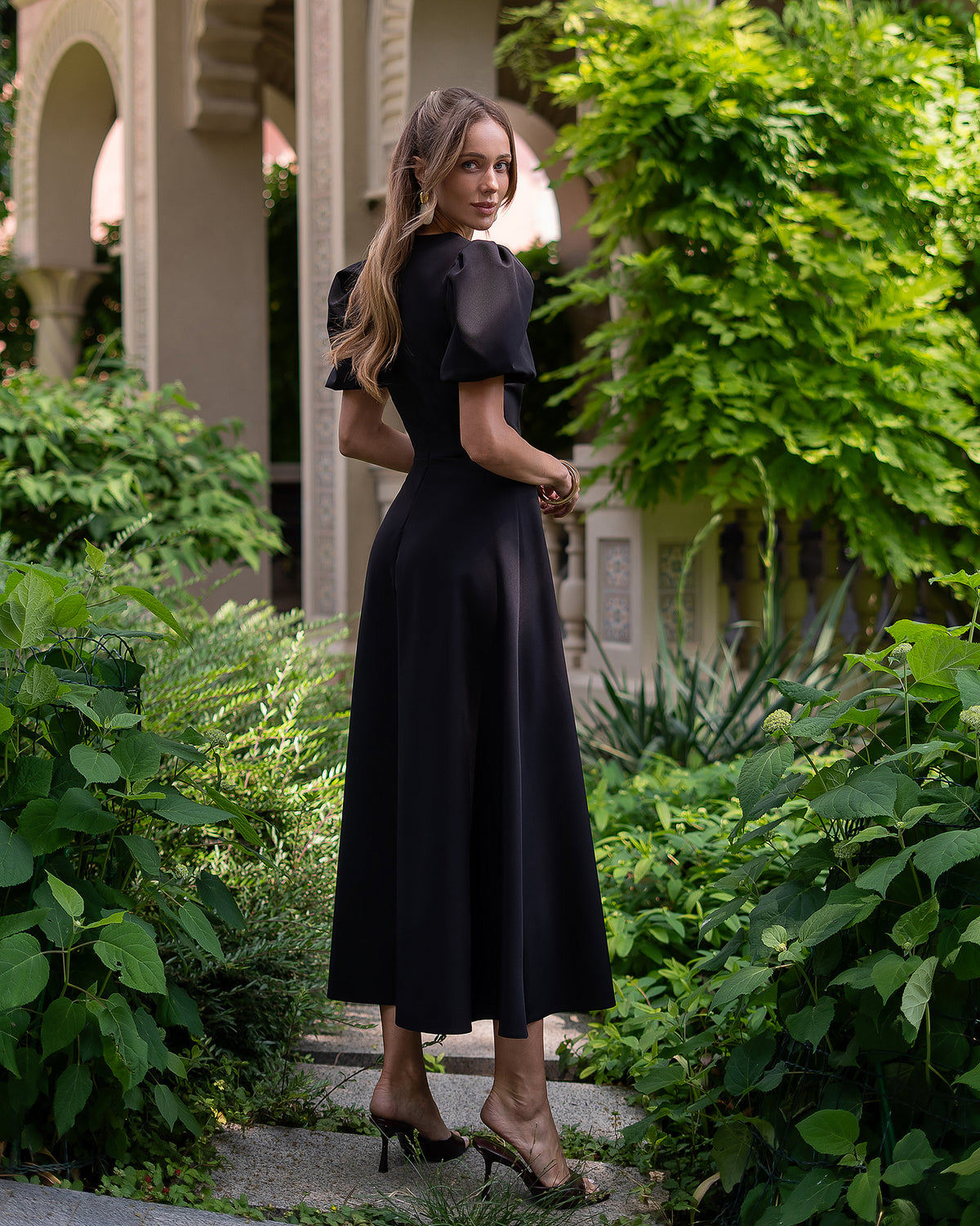Midi Dress in Premium Diagonal Crepe, XS-XXL, 125 cm Length