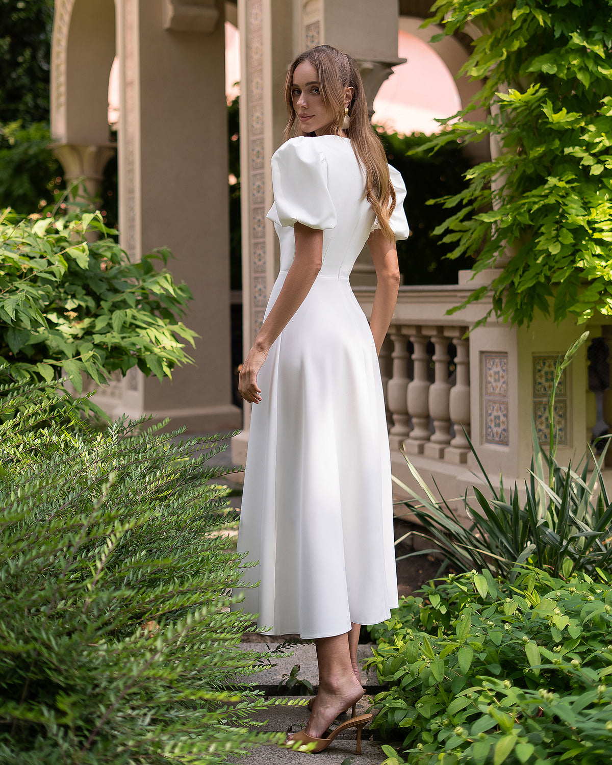 Midi Dress in Premium Diagonal Crepe, XS-XXL, 125 cm Length