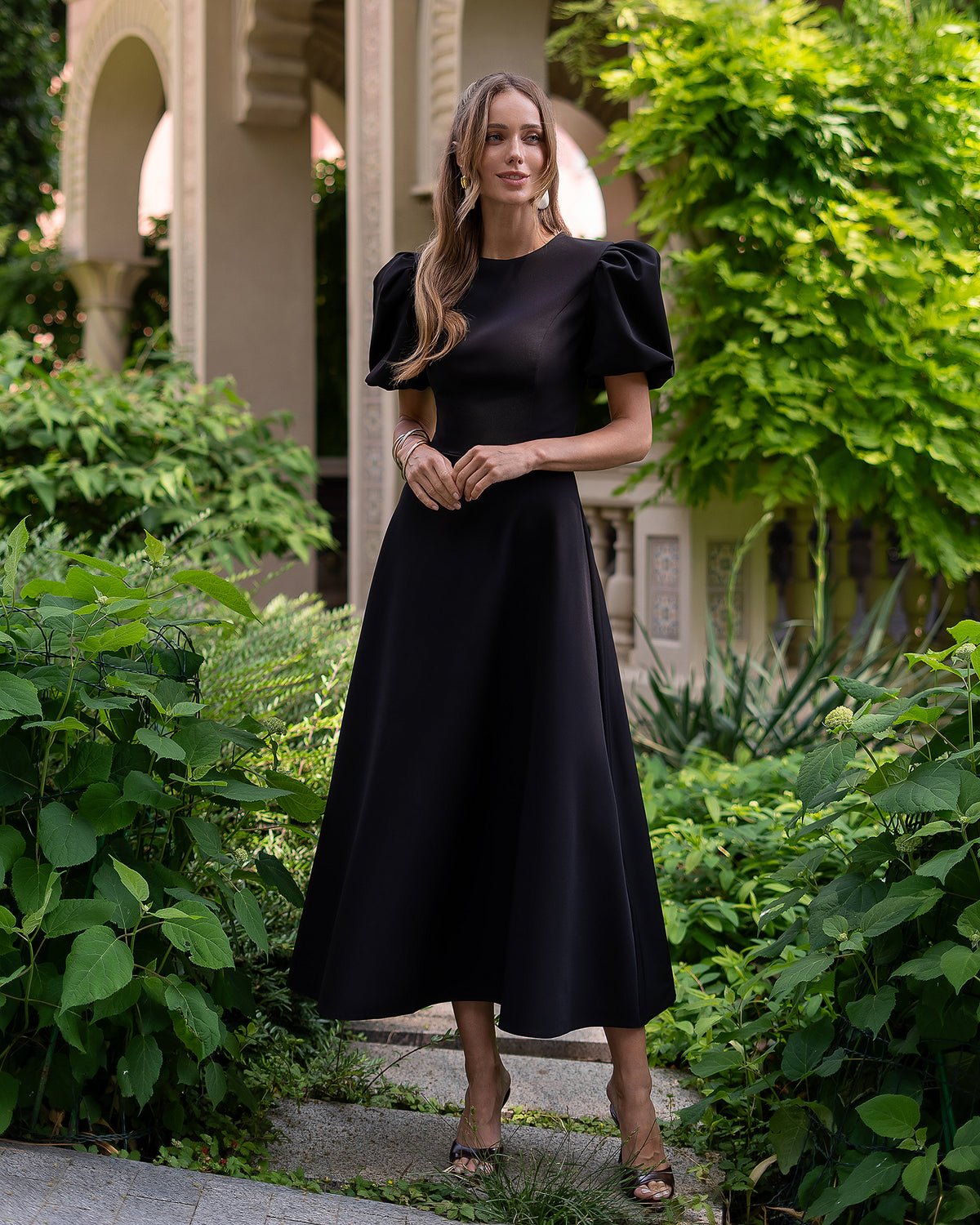 Midi Dress in Premium Diagonal Crepe, XS-XXL, 125 cm Length