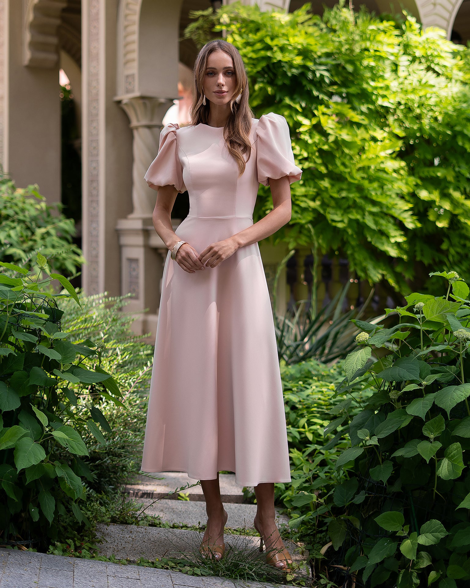 Midi Dress in Premium Diagonal Crepe, XS-XXL, 125 cm Length