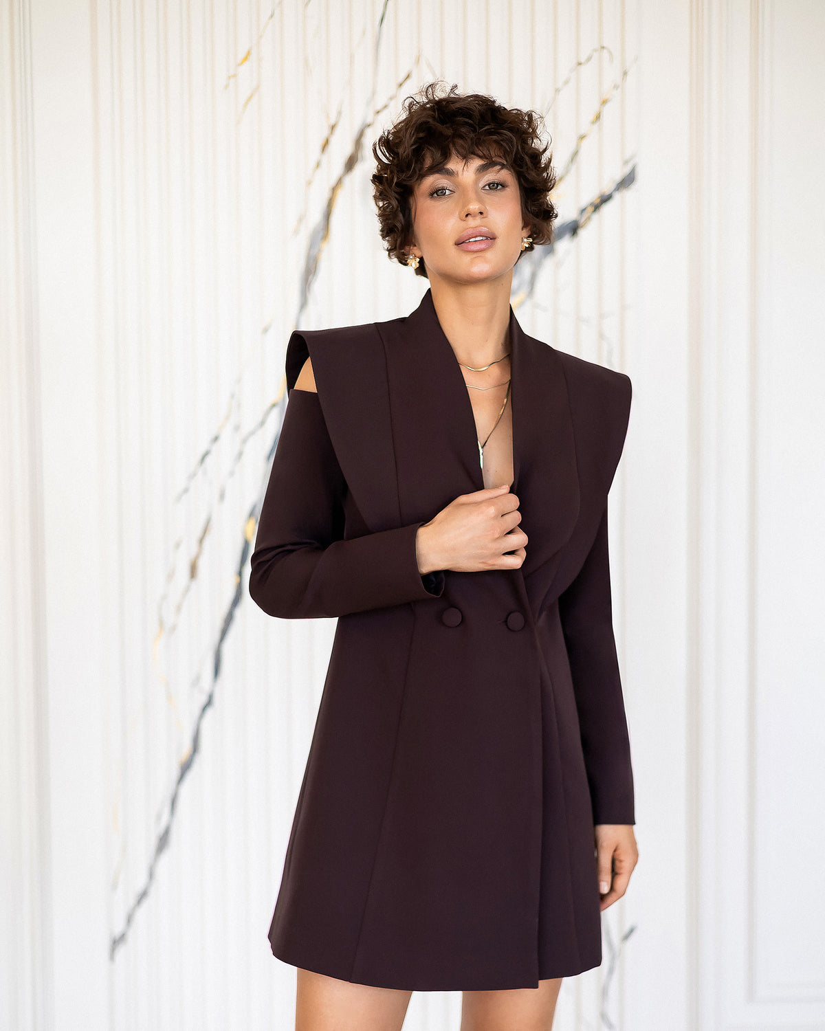 Premium Crepe Blazer Dress with Lining – Ivory, Black, Chocolate, Red