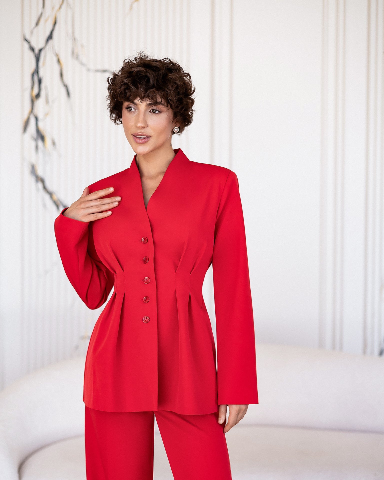 Women's Premium Crepe Tailored Suit Set – Blazer and Trousers