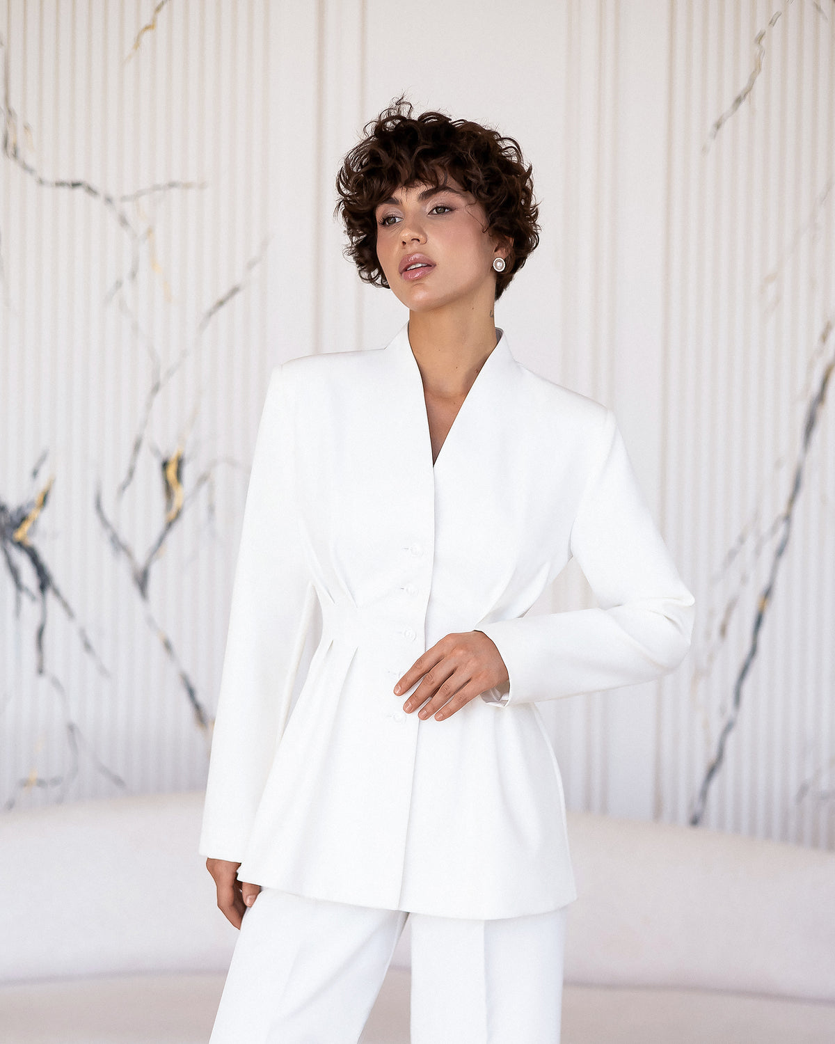 Women's Premium Crepe Tailored Suit Set – Blazer and Trousers