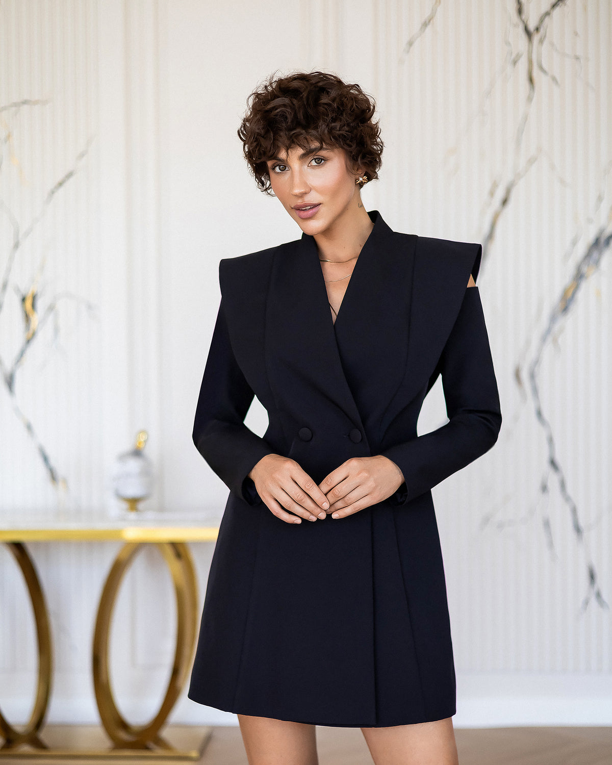 Premium Crepe Blazer Dress with Lining – Ivory, Black, Chocolate, Red