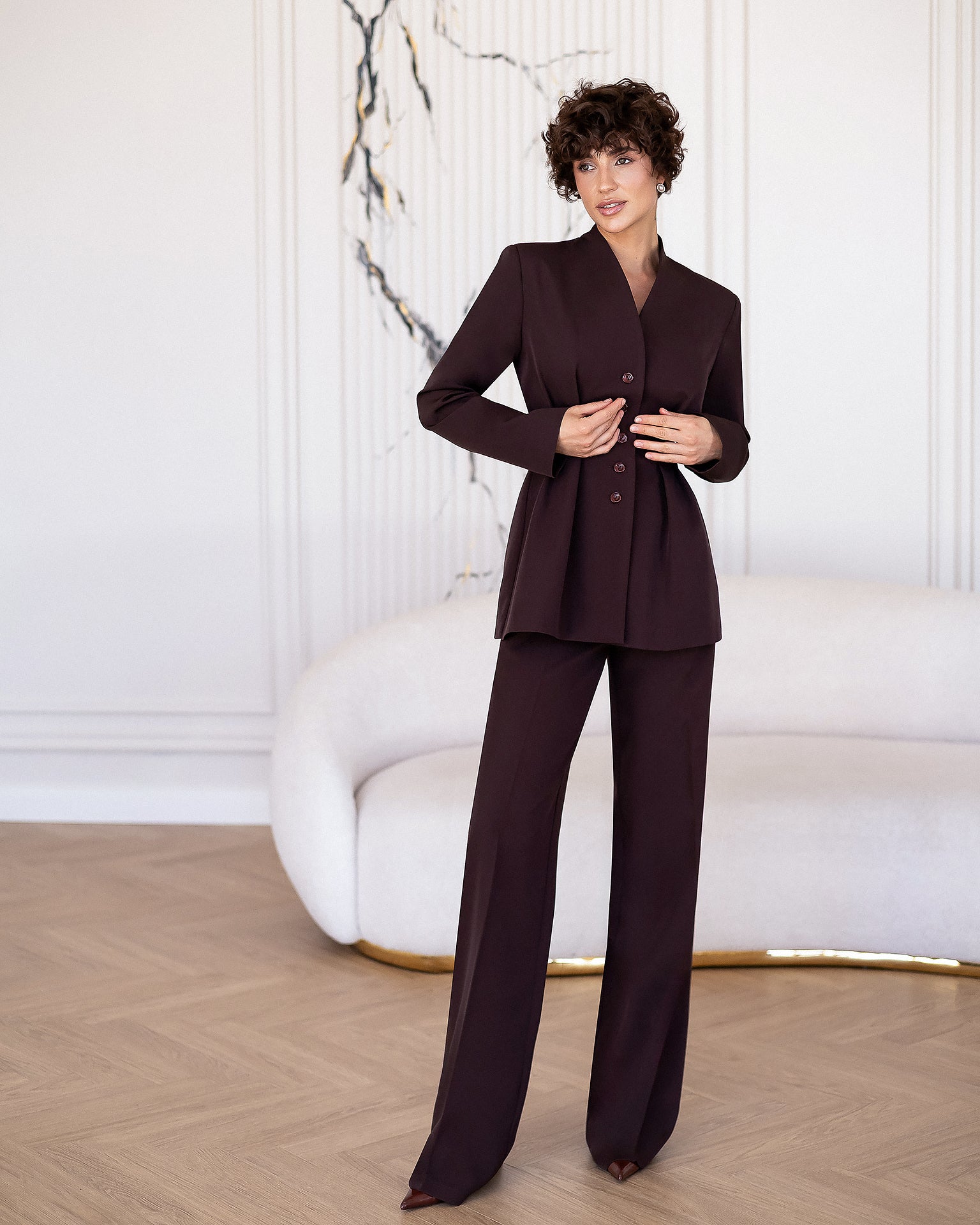 Women's Premium Crepe Tailored Suit Set – Blazer and Trousers