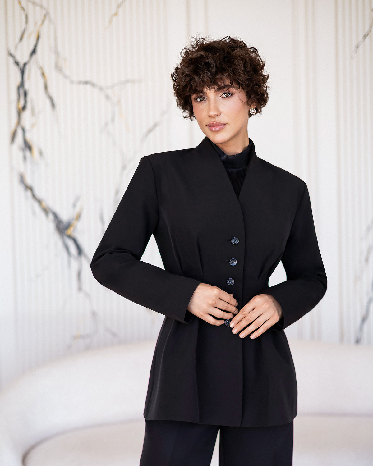 Women's Premium Crepe Tailored Suit Set – Blazer and Trousers