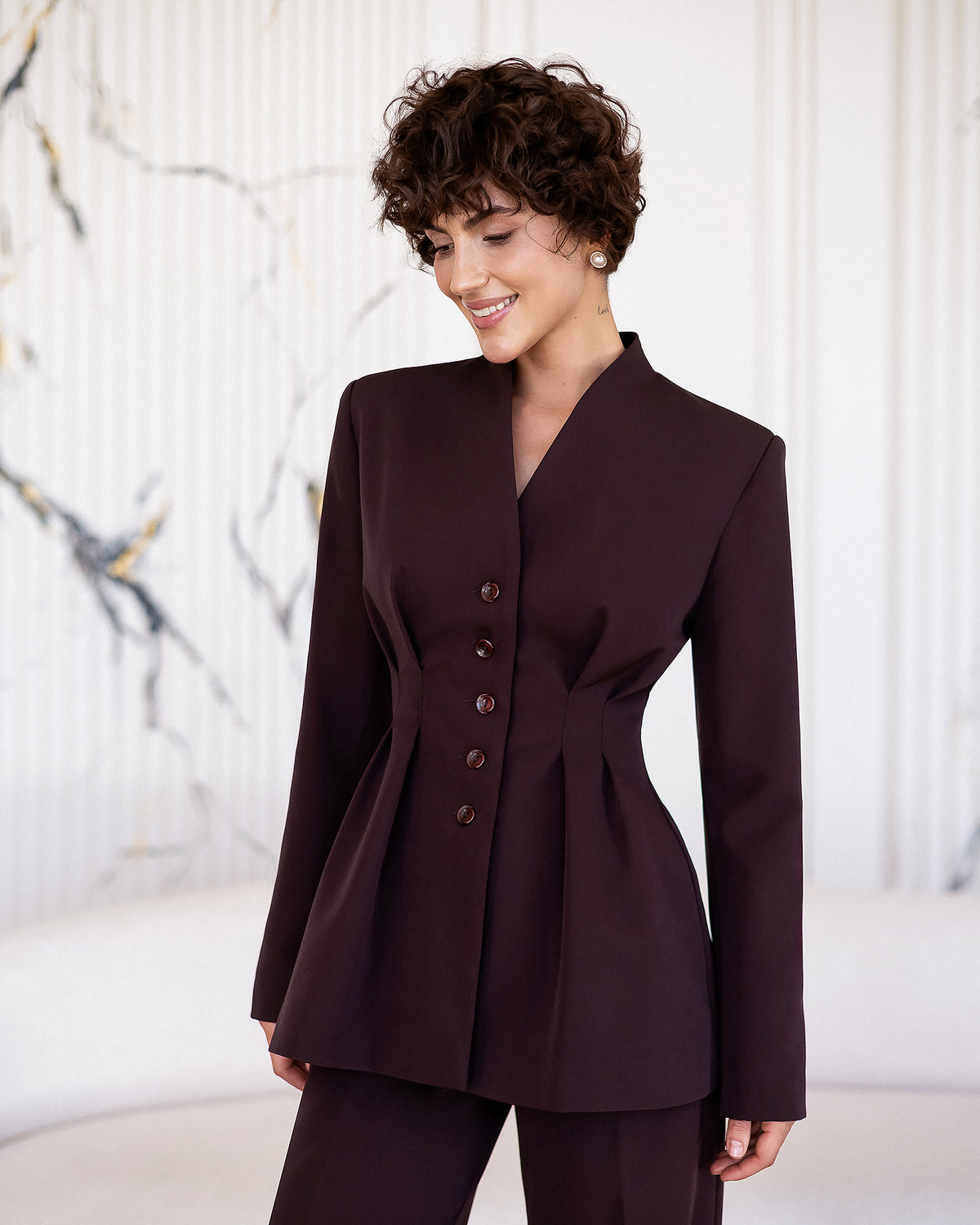 Women's Premium Crepe Tailored Suit Set – Blazer and Trousers