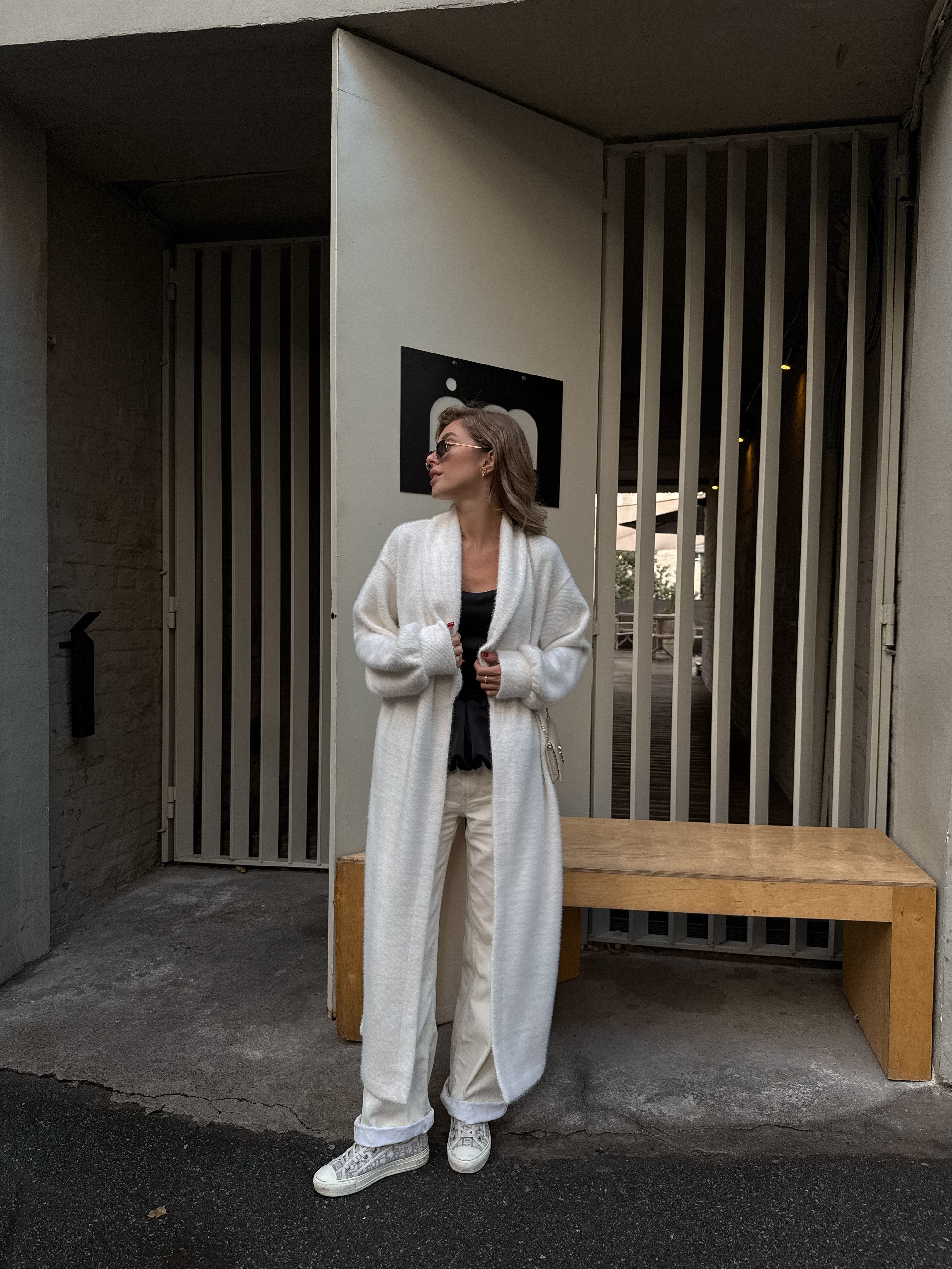 Wrap Coat in Textured Chanel Knit – Effortless Structure & Soft Comfort