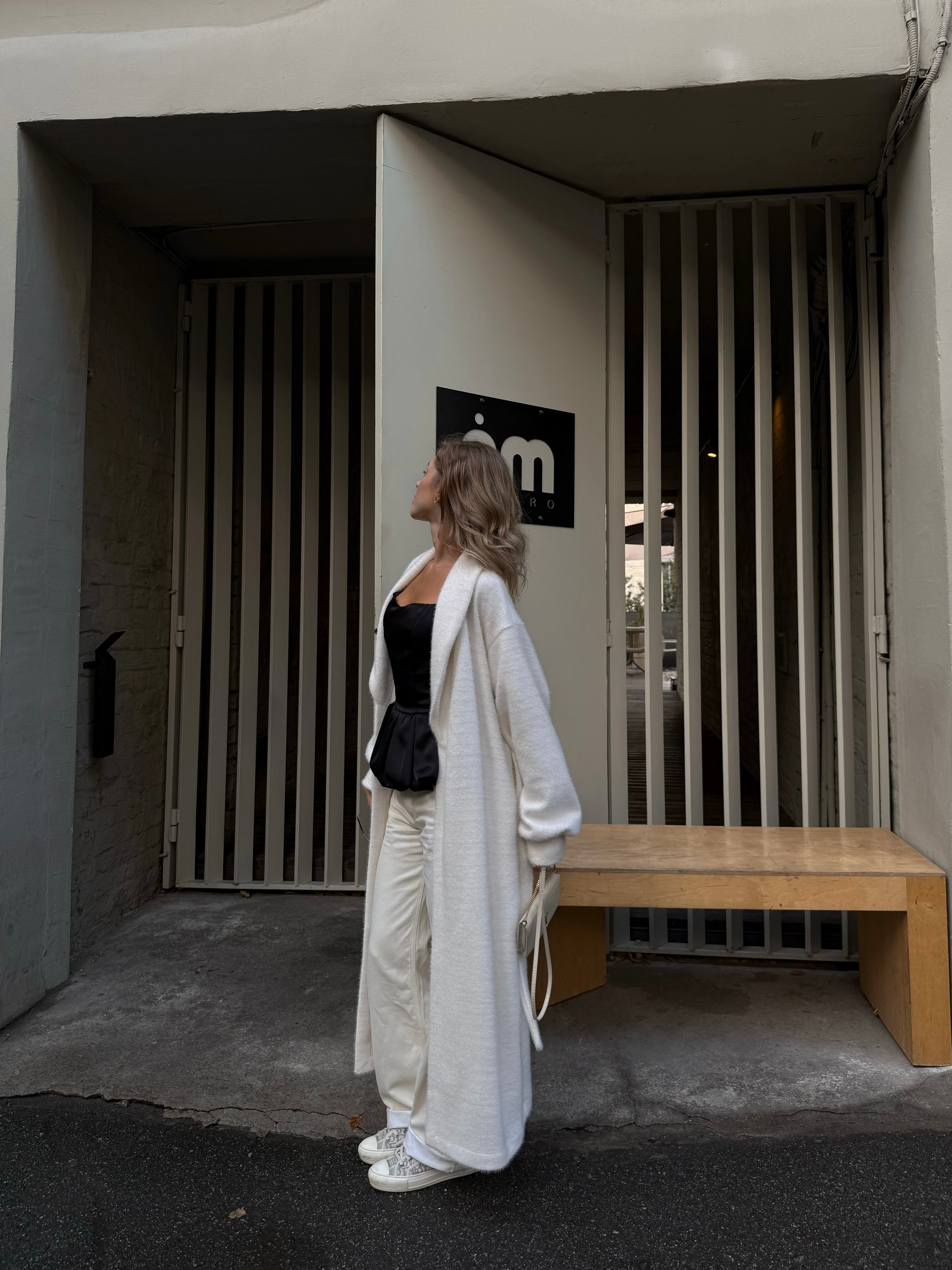 Wrap Coat in Textured Chanel Knit – Effortless Structure & Soft Comfort