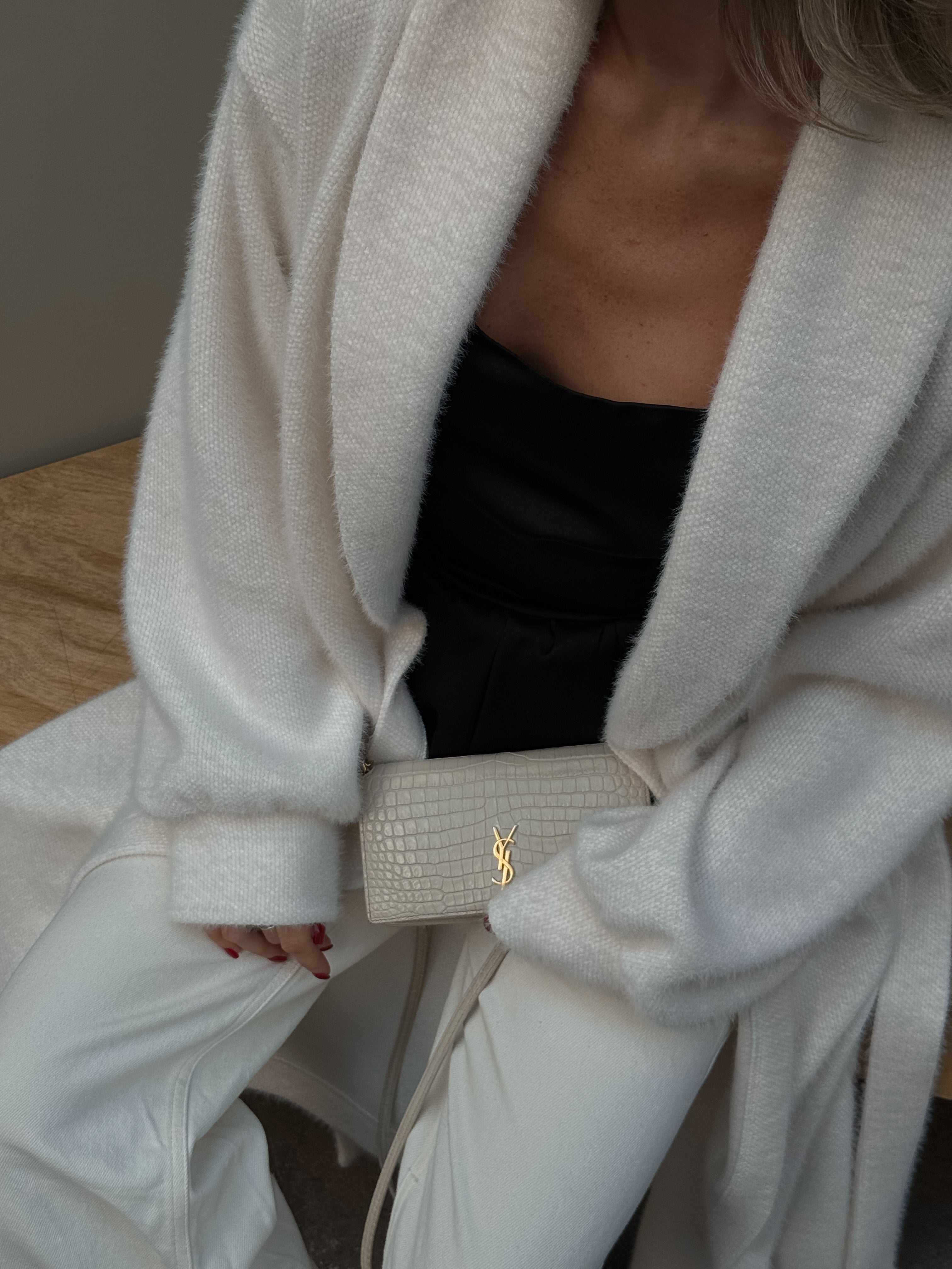 Wrap Coat in Textured Chanel Knit – Effortless Structure & Soft Comfort
