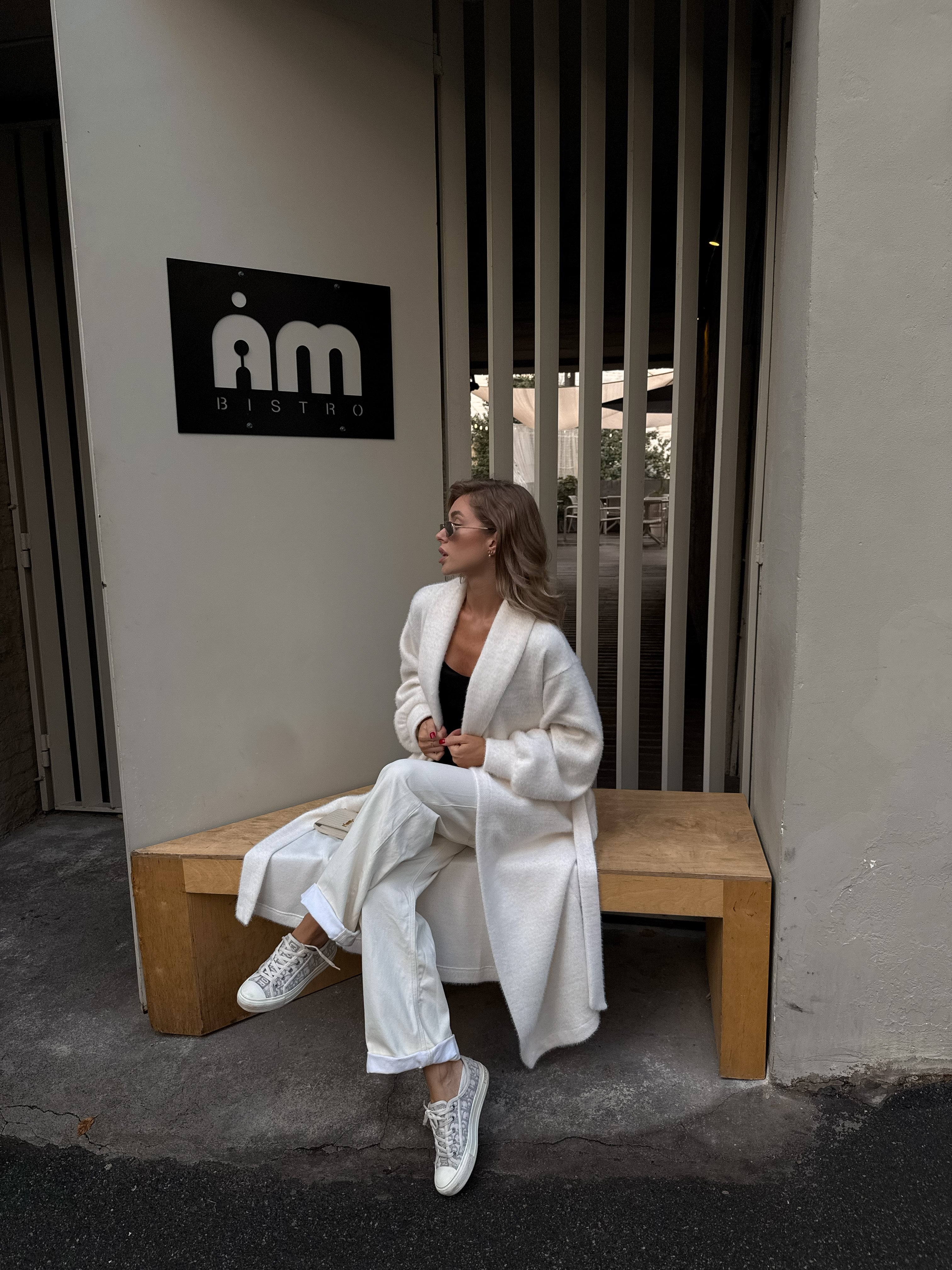 Wrap Coat in Textured Chanel Knit – Effortless Structure & Soft Comfort