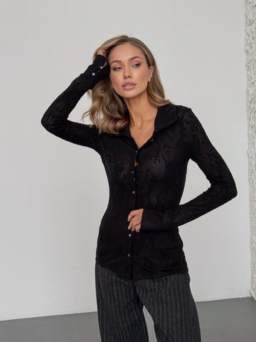 Exquisite semi-sheer blouse “Angela”