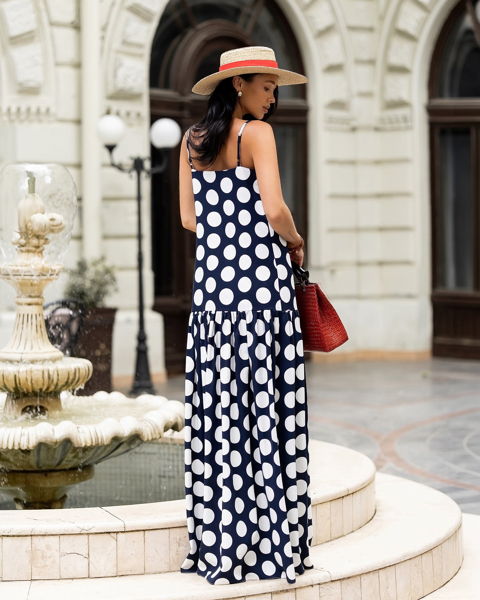 Women’s Natural Linen Midi Dress in Dots & Floral Prints