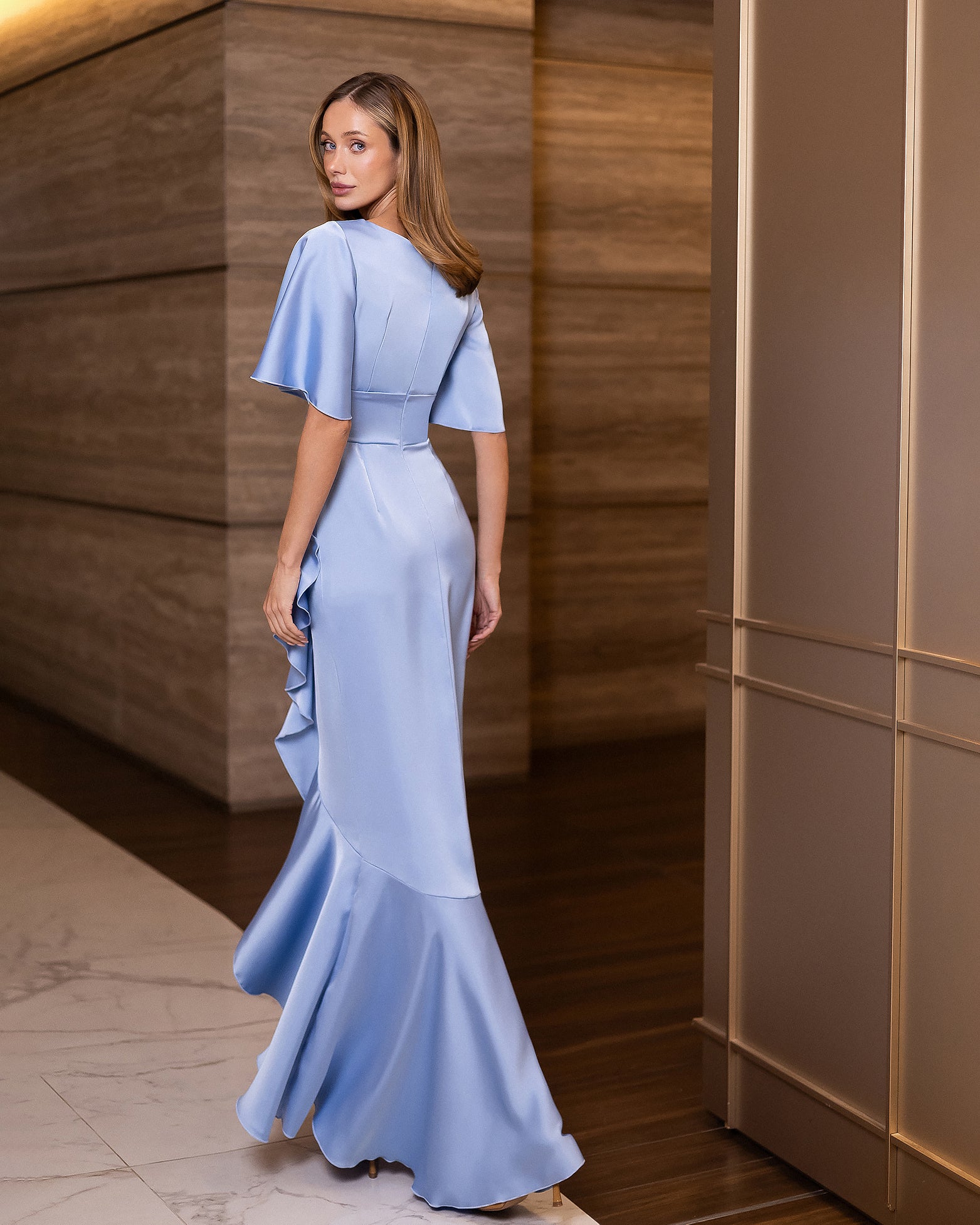 Premium Double-Sided Satin Maxi Dress in Ivory, Black & Pastels