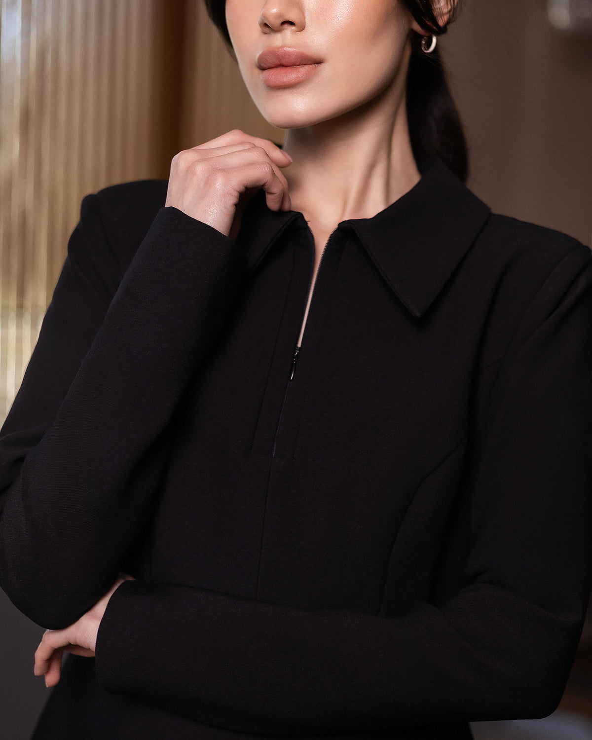 Women’s Lined Suiting Dress in Viscose Blend with Back Zip
