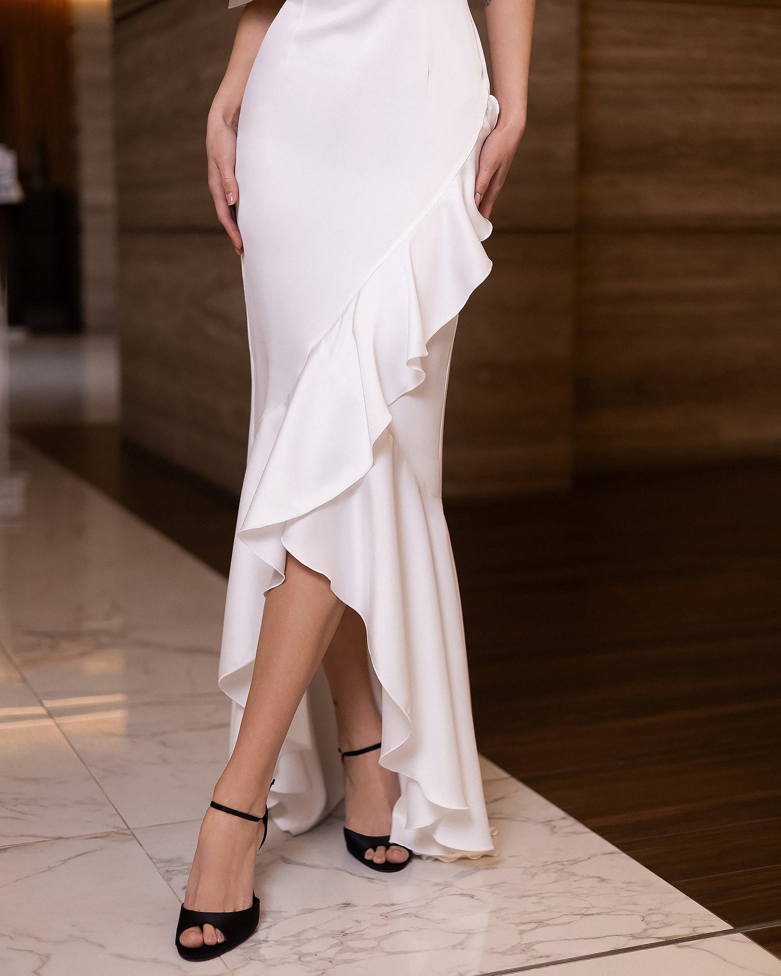 Premium Double-Sided Satin Maxi Dress in Ivory, Black & Pastels