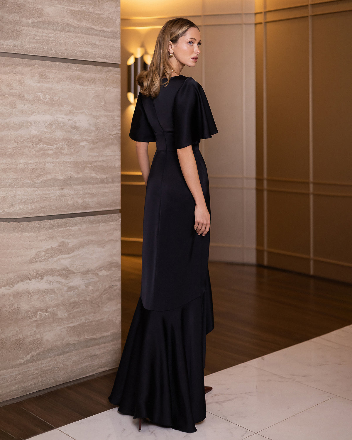 Premium Double-Sided Satin Maxi Dress in Ivory, Black & Pastels
