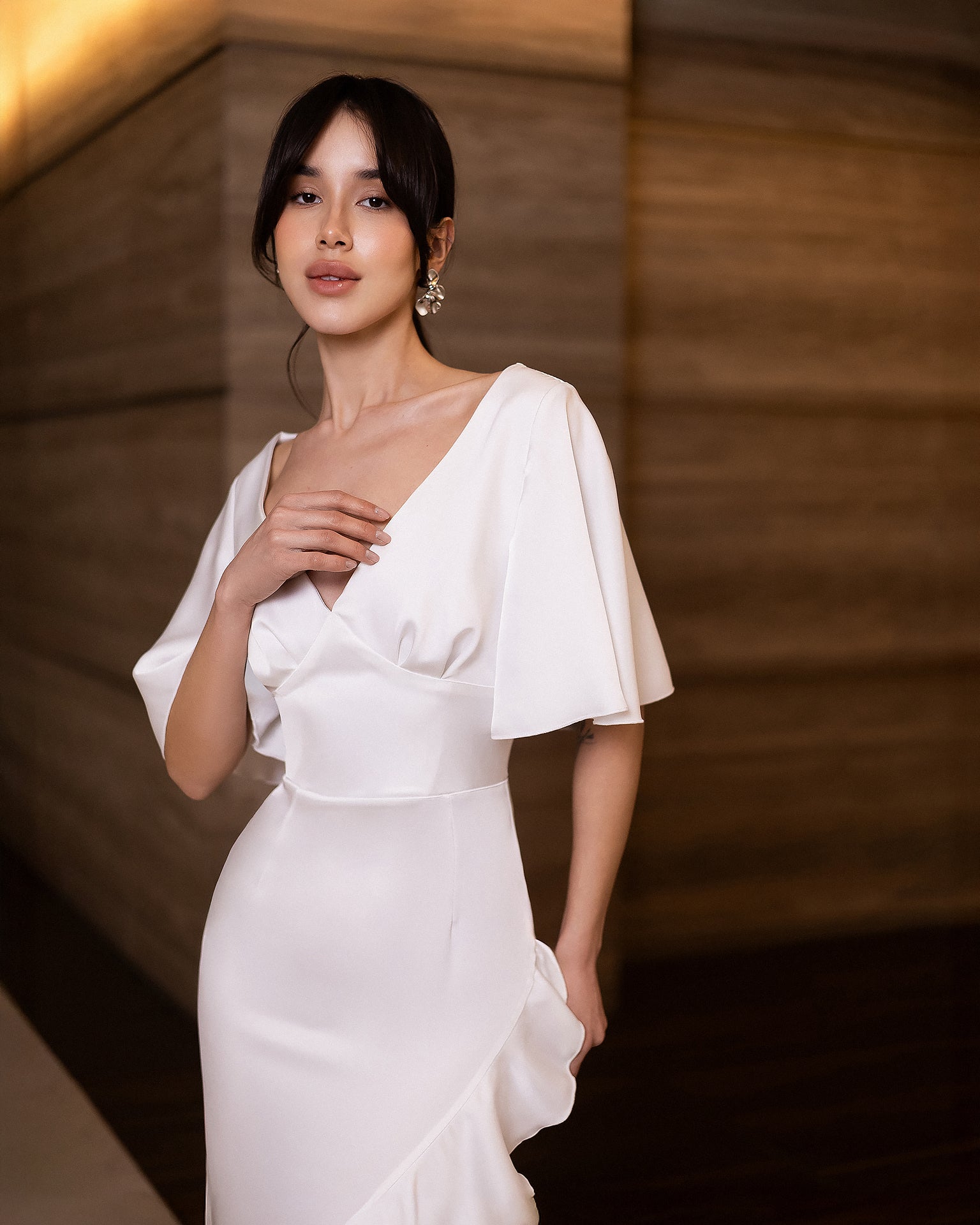 Premium Double-Sided Satin Maxi Dress in Ivory, Black & Pastels
