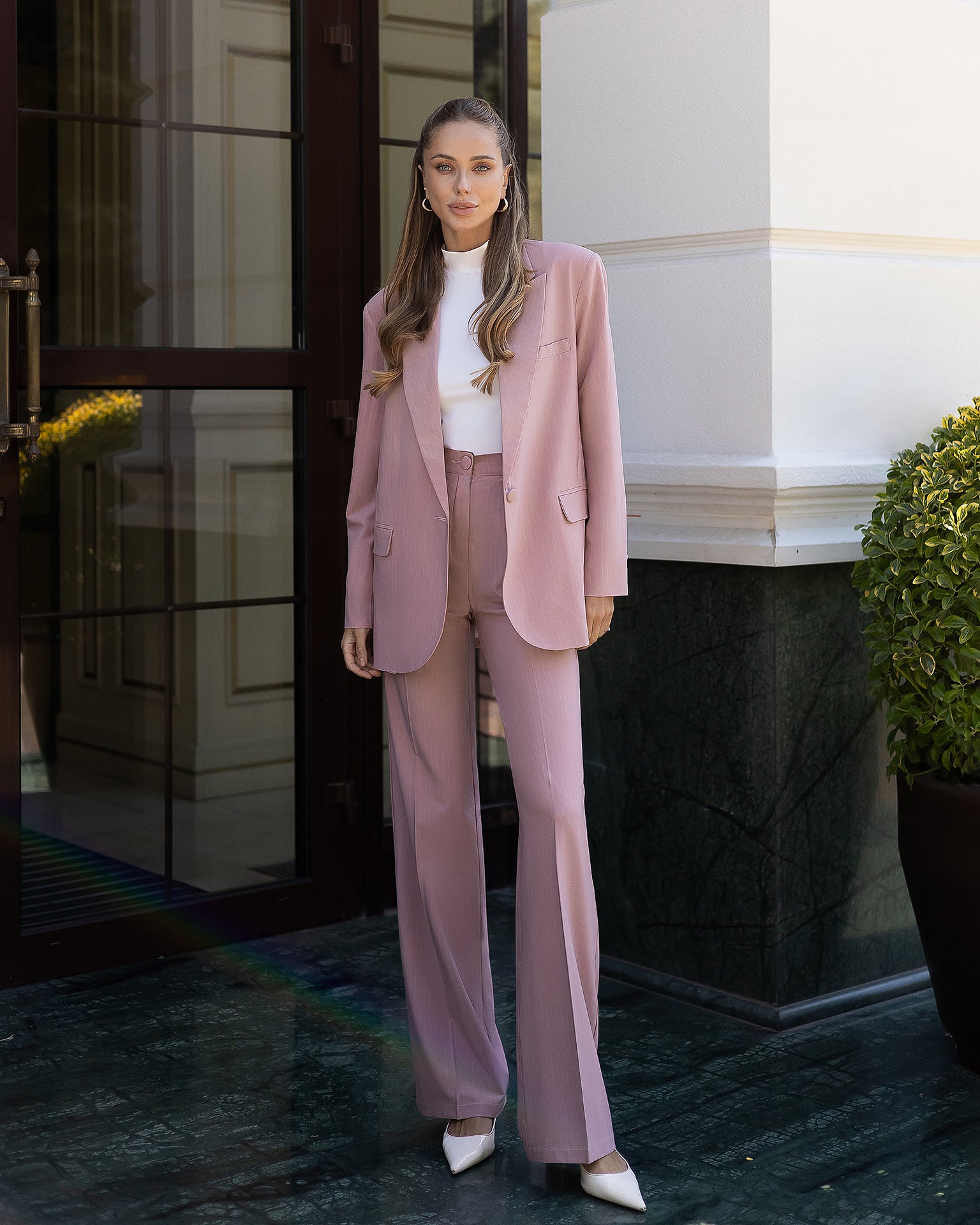 Women's Premium Crepe Two-Piece Suit with Blazer and Pants