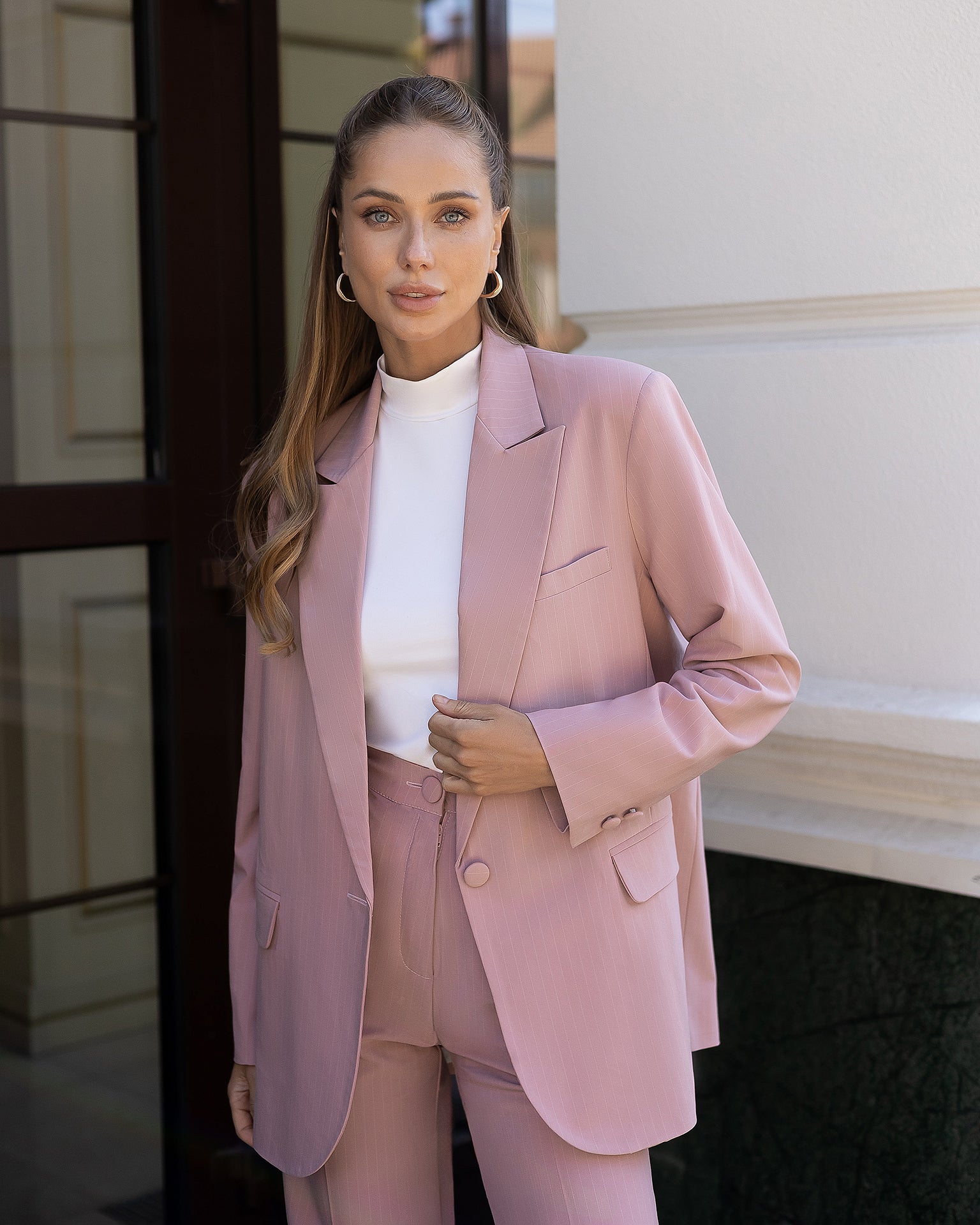 Women's Premium Crepe Two-Piece Suit with Blazer and Pants