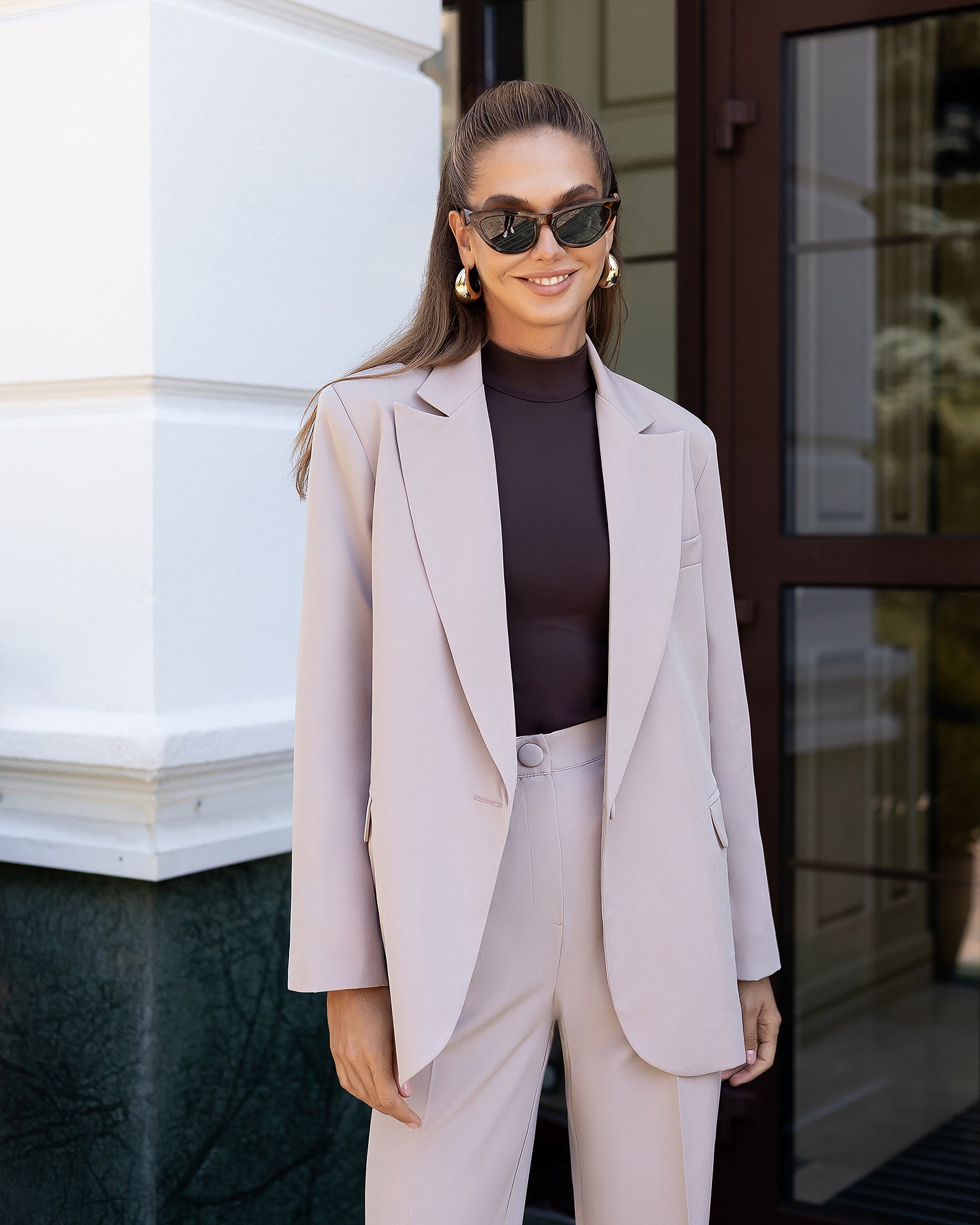 Women's Premium Crepe Two-Piece Suit with Blazer and Pants