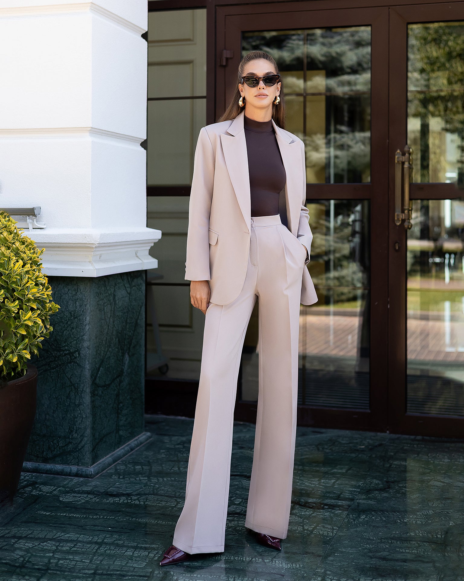 Women's Premium Crepe Two-Piece Suit with Blazer and Pants