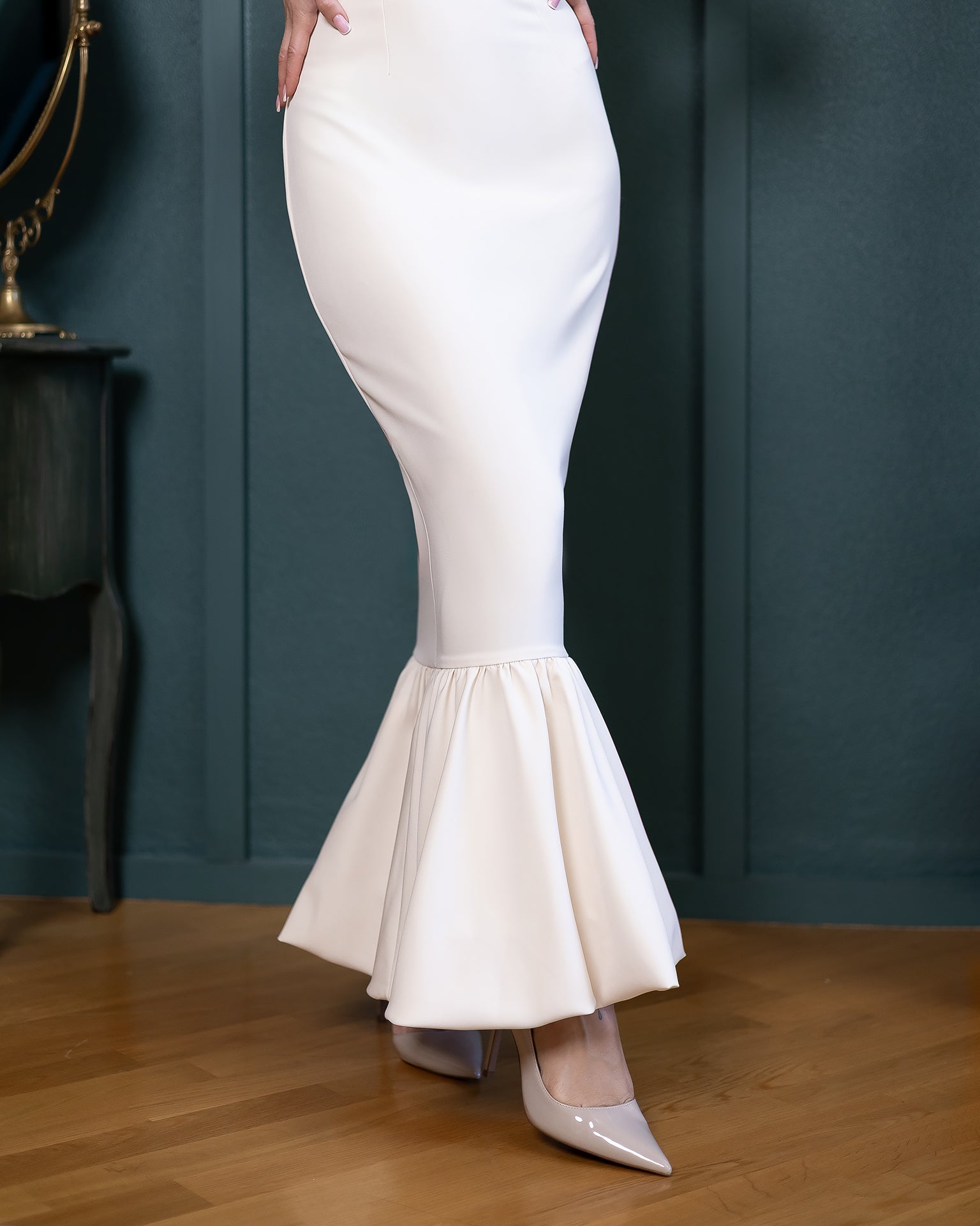 Women’s Structured Corset Crepe Dress in Black, Ivory, Red, Cream