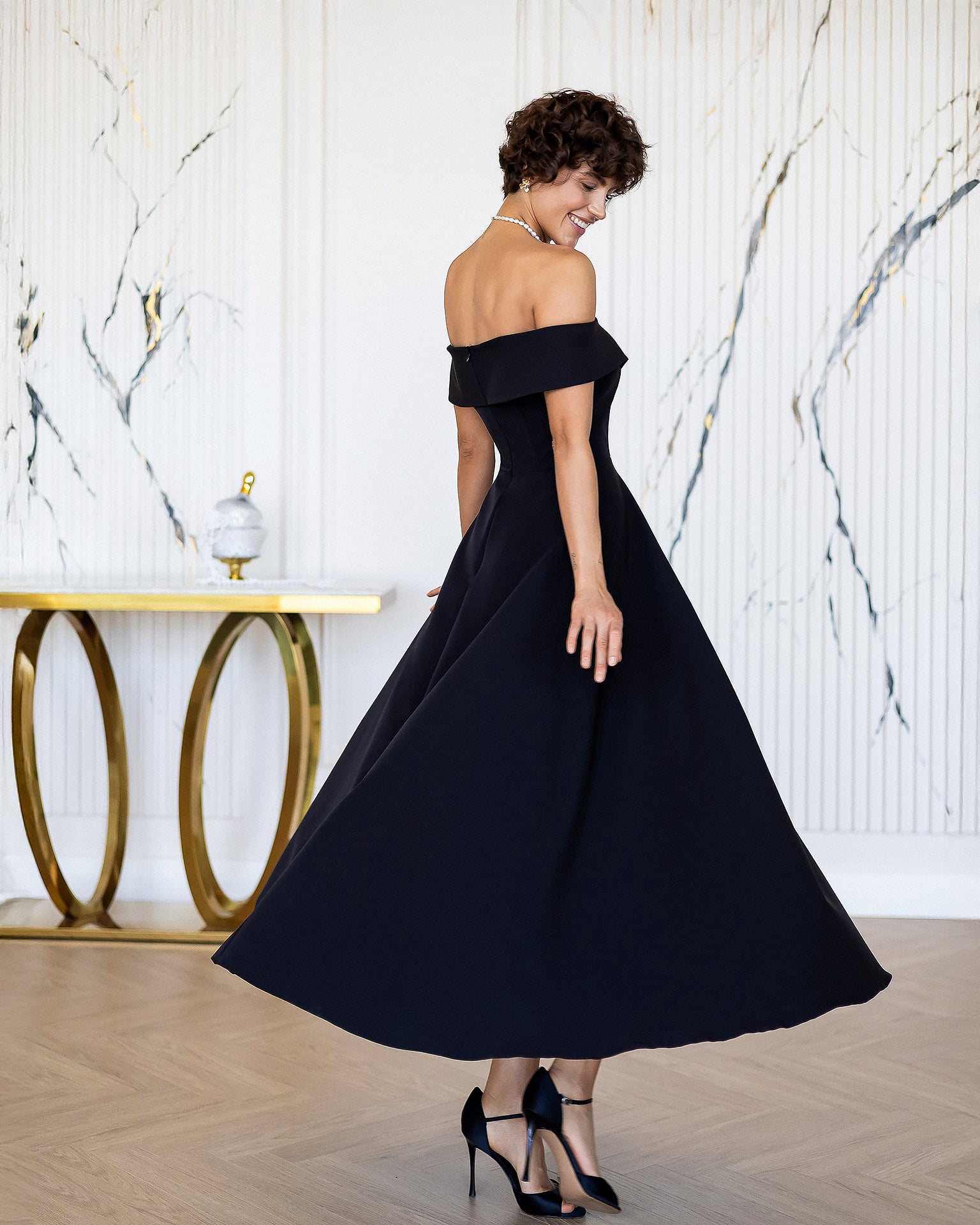 Premium Crepe Suiting Dress - Ivory, Black, Pink, Sky Blue