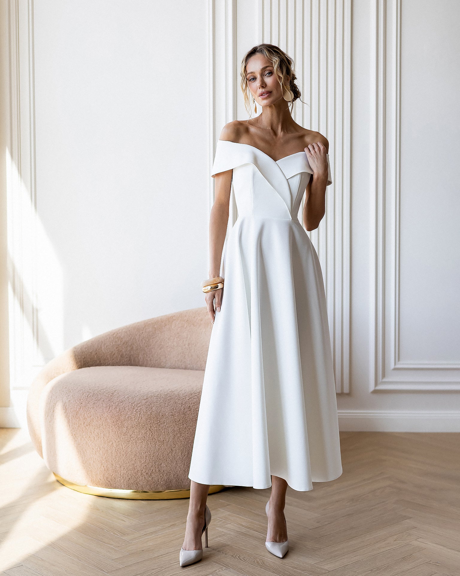 Premium Crepe Suiting Dress - Ivory, Black, Pink, Sky Blue