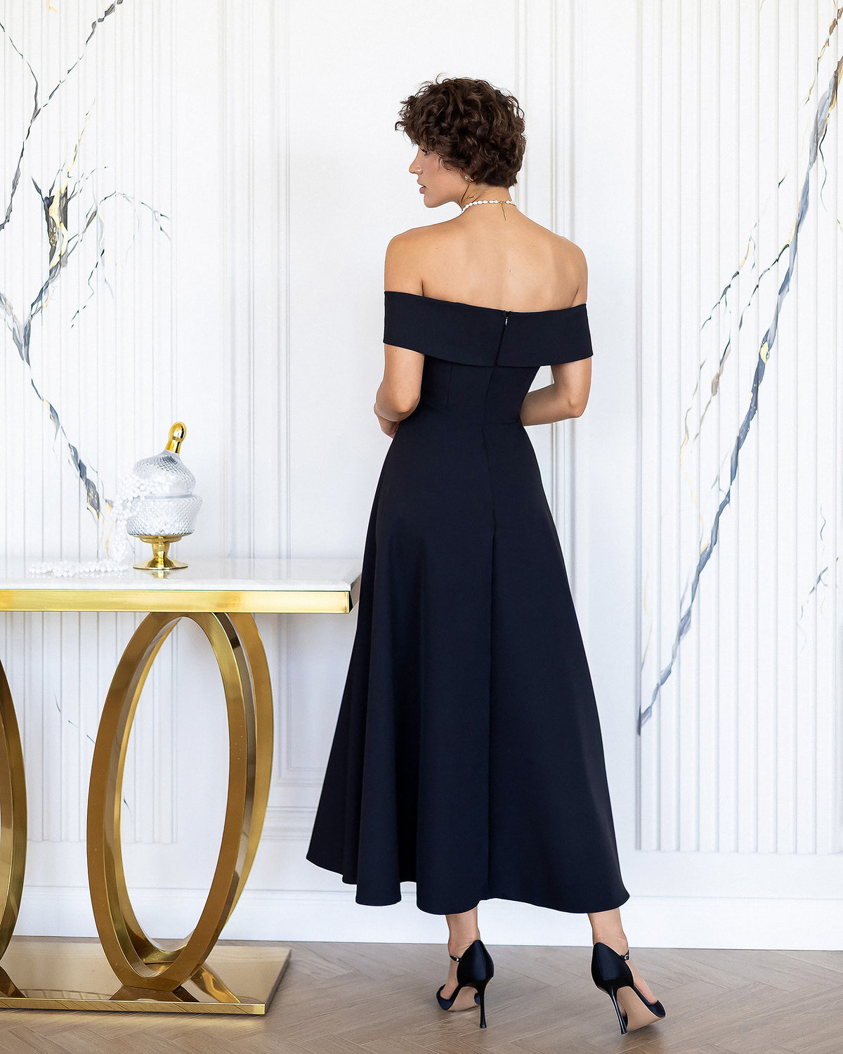 Premium Crepe Suiting Dress - Ivory, Black, Pink, Sky Blue