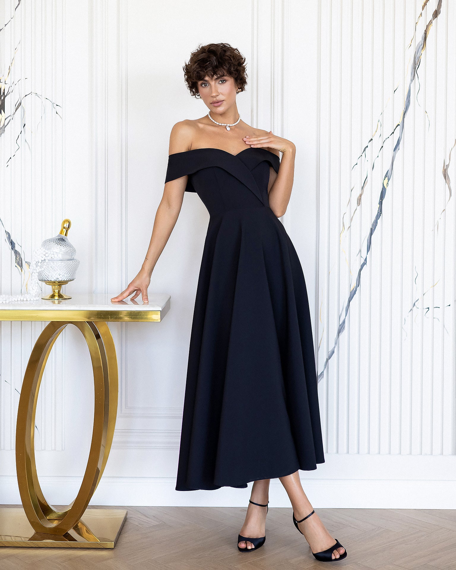 Premium Crepe Suiting Dress - Ivory, Black, Pink, Sky Blue