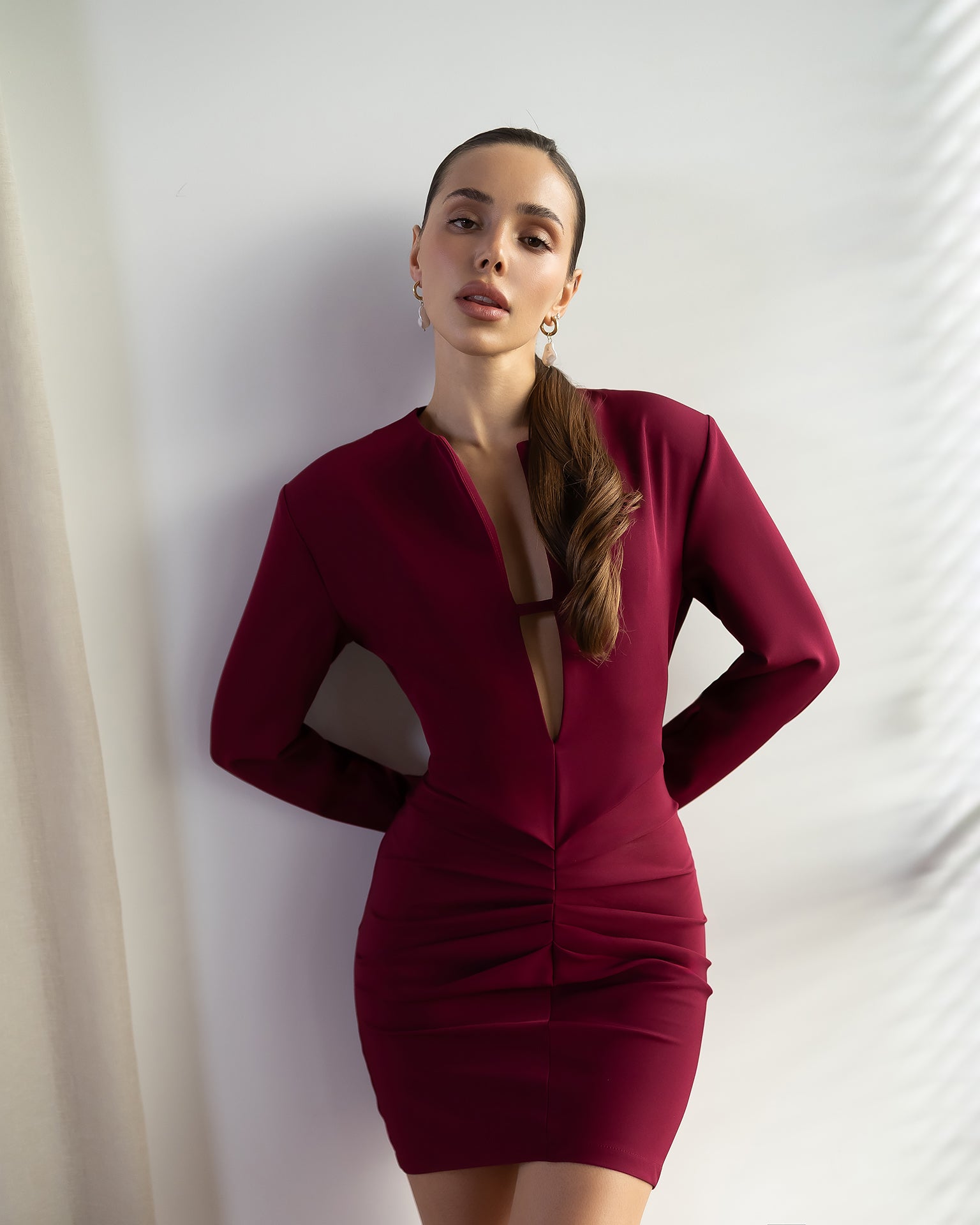 Premium Crepe Mini Dress 82 cm – Black, White, Chocolate, Burgundy