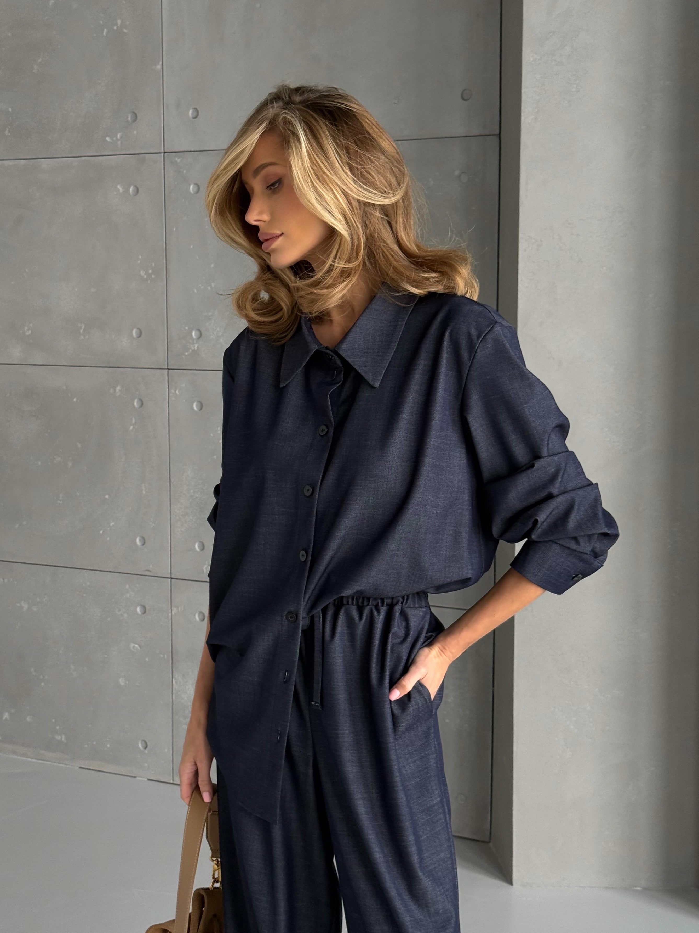 Bianco Cotton Set – Relaxed Fit Shirt & Wide-Leg Pants for Effortless Everyday Style