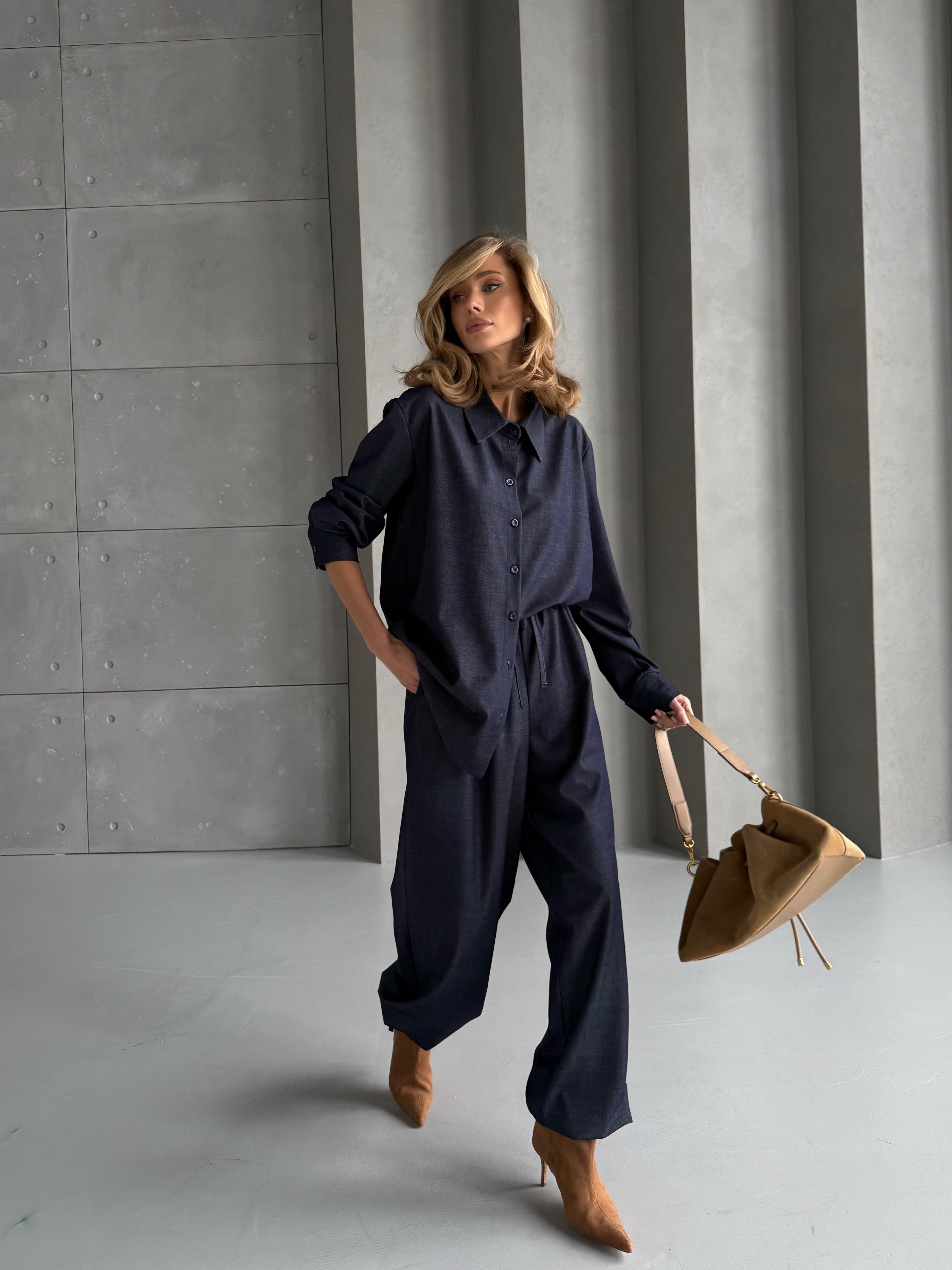 Bianco Cotton Set – Relaxed Fit Shirt & Wide-Leg Pants for Effortless Everyday Style