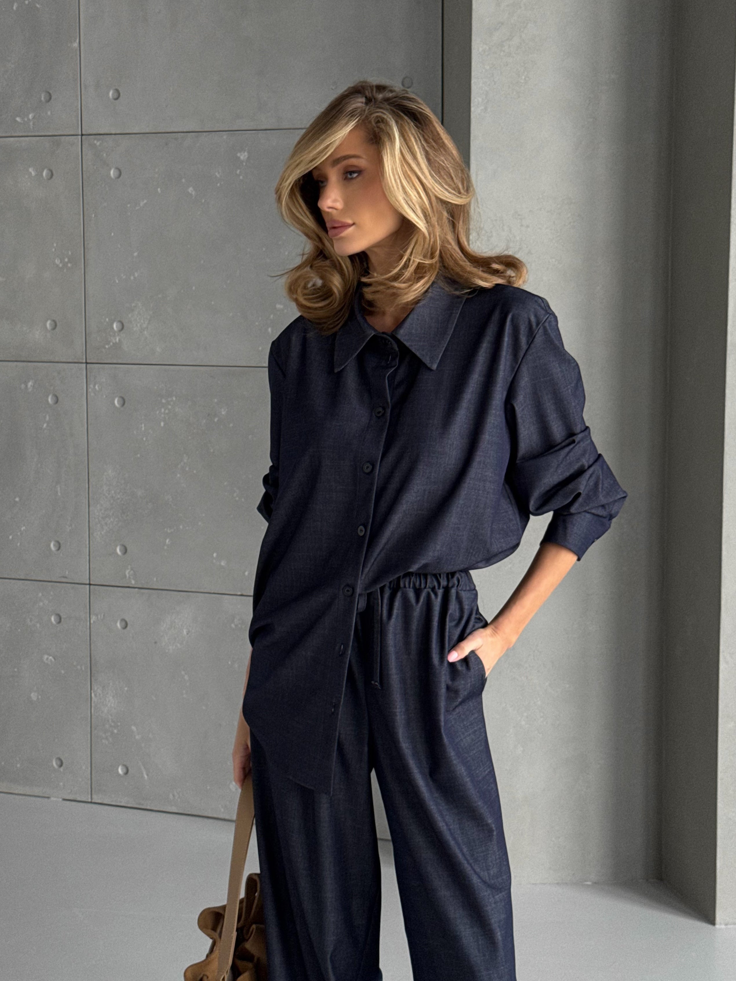 Bianco Cotton Set – Relaxed Fit Shirt & Wide-Leg Pants for Effortless Everyday Style