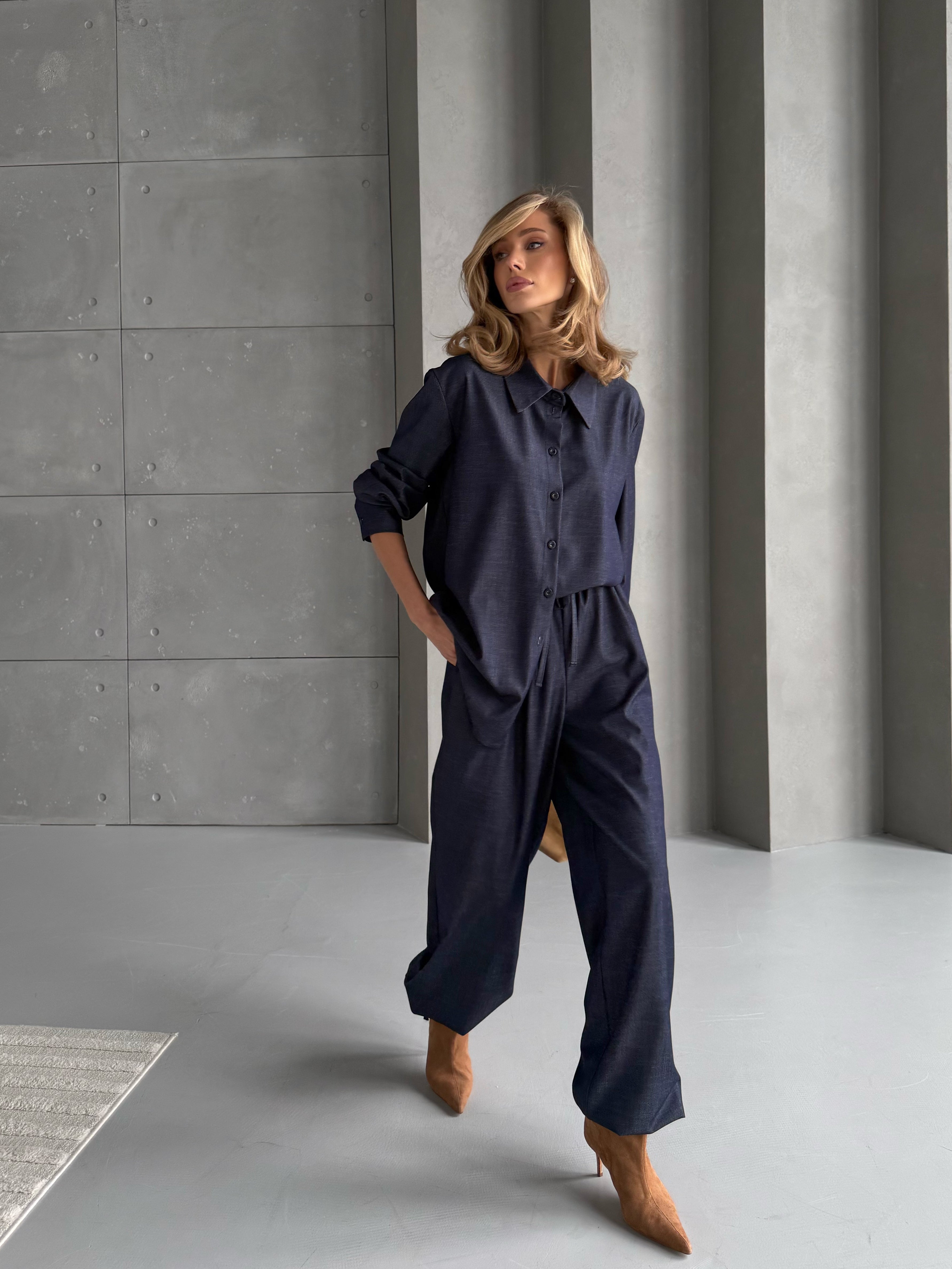 Bianco Cotton Set – Relaxed Fit Shirt & Wide-Leg Pants for Effortless Everyday Style